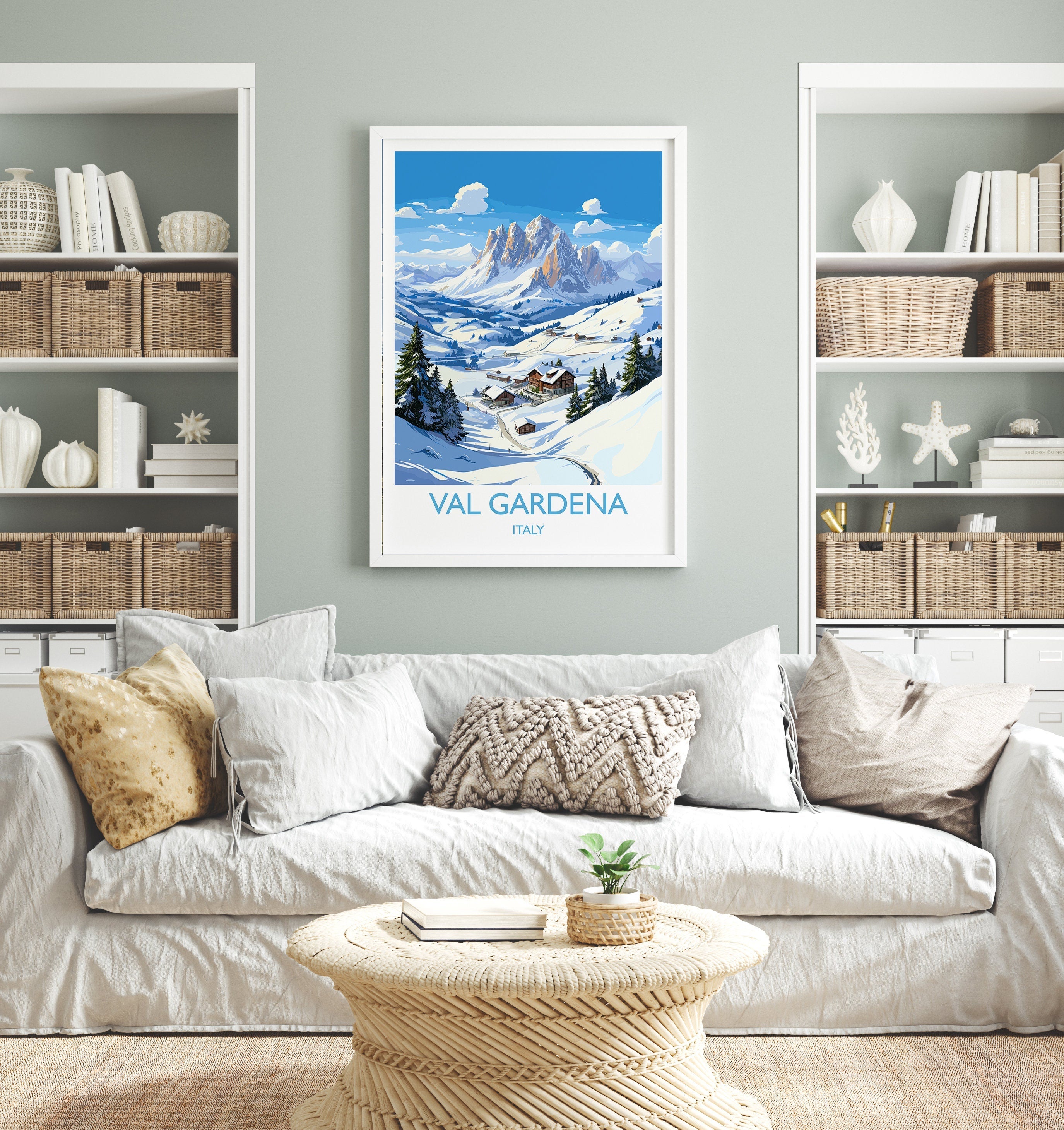 Val Gardena Wall Art Travel Poster, Travel Print of Val Gardena, Ski Poster Art Gift, Italy Dolomites Ski Art Travel Lovers Gift NQ Media Designs