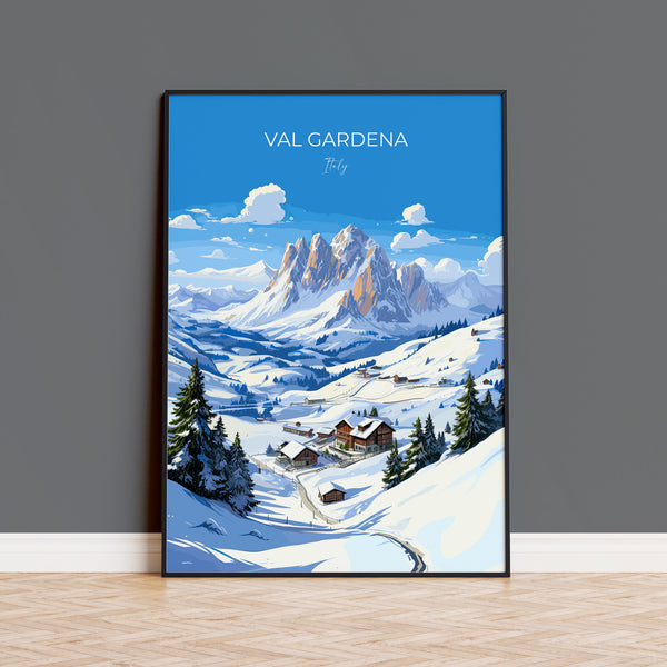 Val Gardena Wall Art Travel Print, Travel Poster of Val Gardena, Ski Poster Art Gift, Italy Dolomites Ski Art Travel Lovers Gift