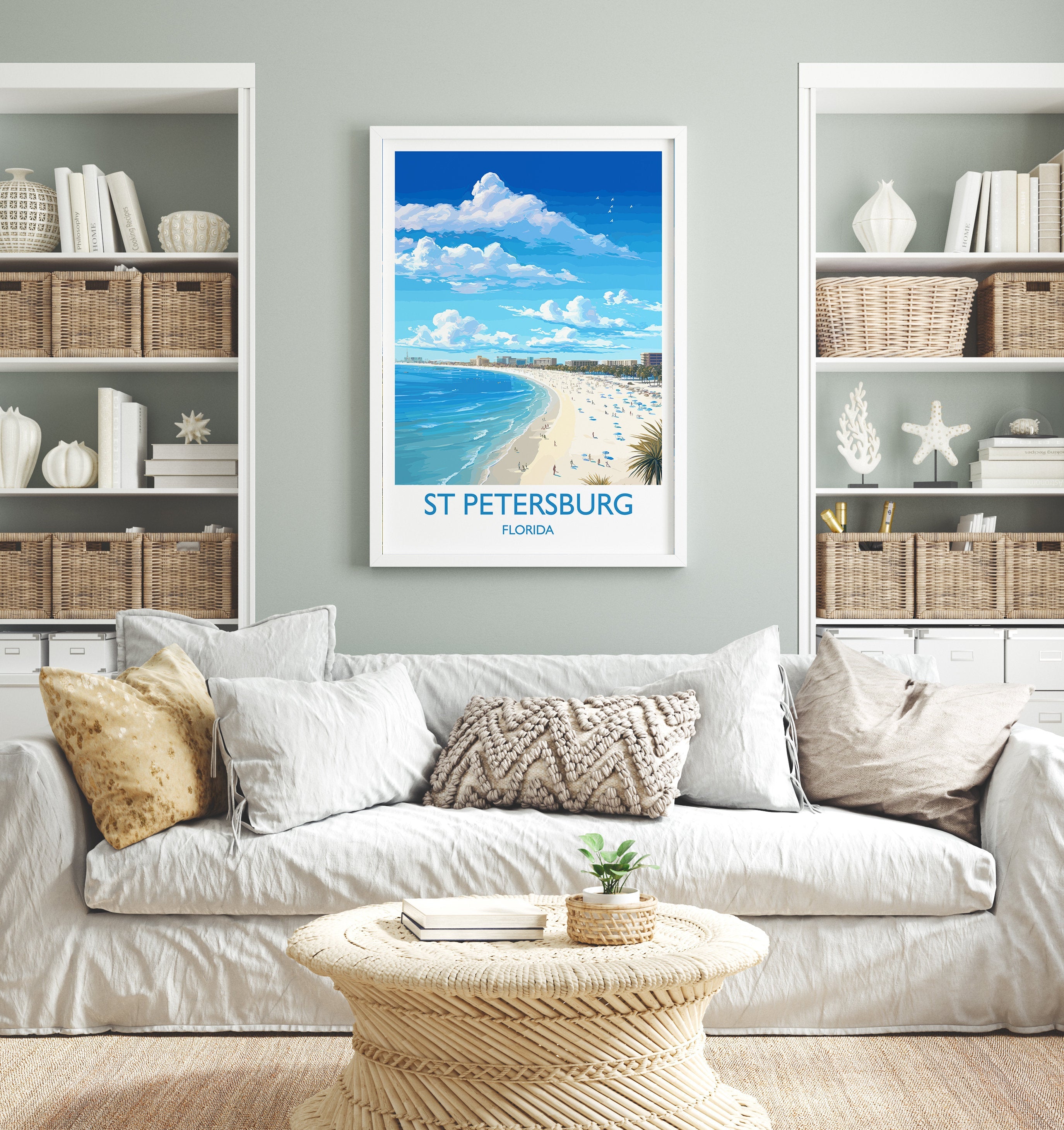 St Petersburg Travel Print, Travel Poster of St Petersburg, St Petersburg Beach Gift,Florida Art Gift,USA Wall Art Print NQ Media Designs