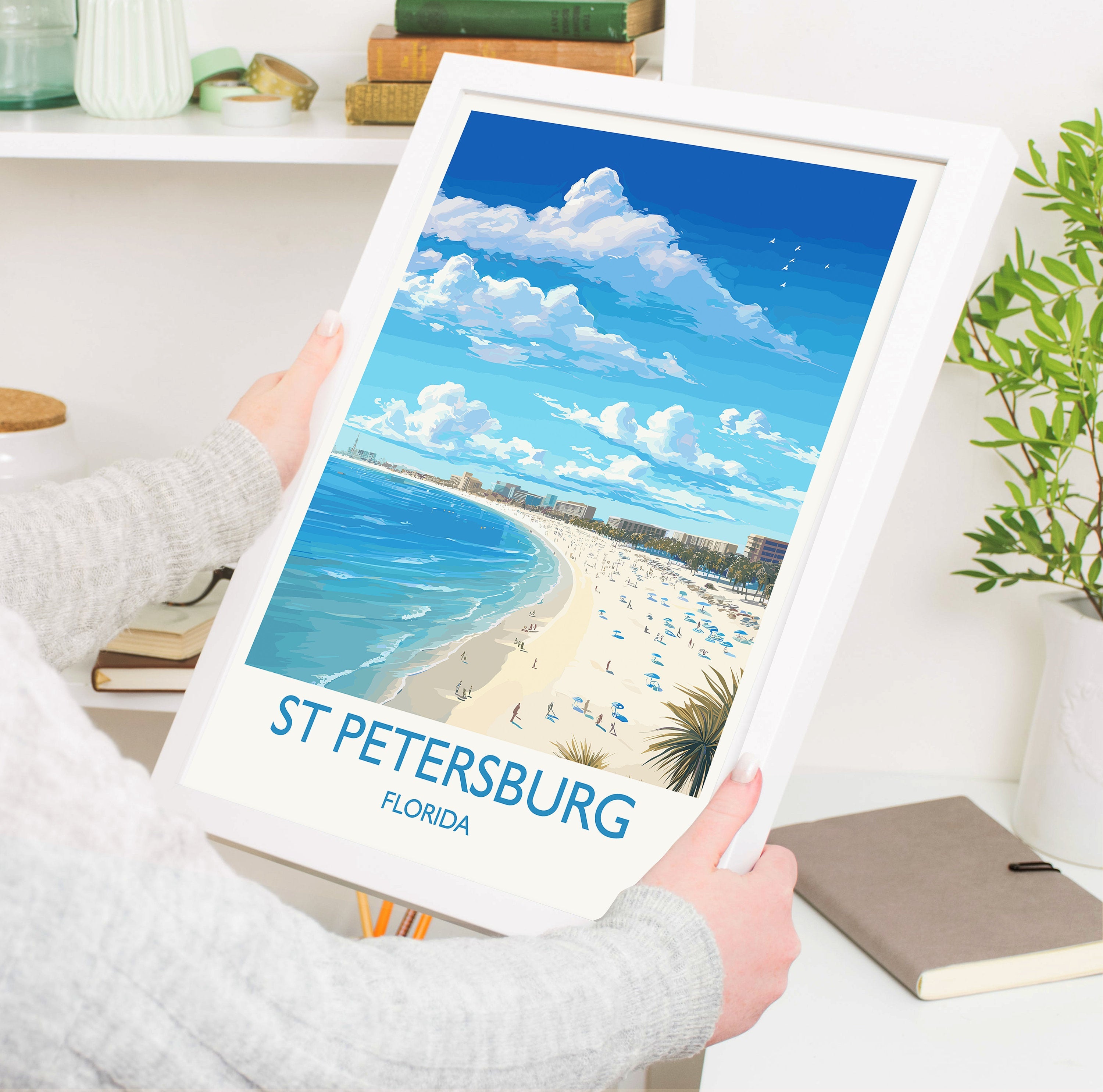 St Petersburg Travel Print, Travel Poster of St Petersburg, St Petersburg Beach Gift,Florida Art Gift,USA Wall Art Print NQ Media Designs