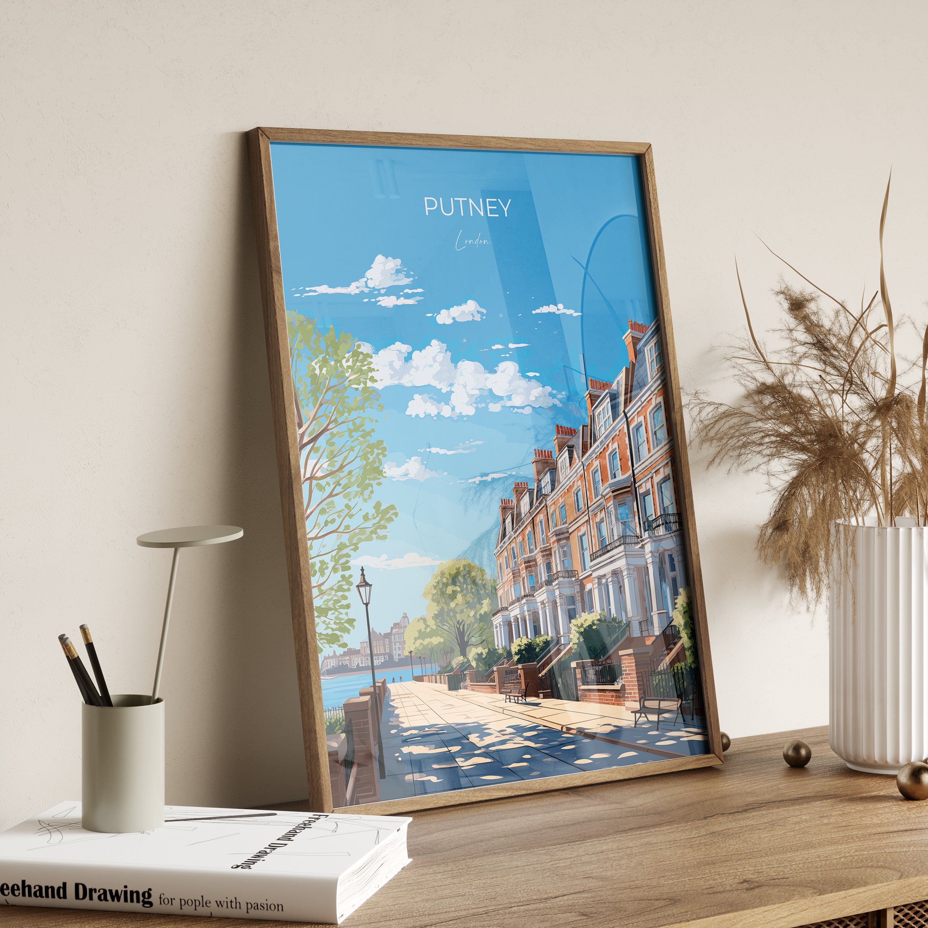 Putney Wall Art Travel Poster, Travel Print of Putney, London Poster, Putney Art Gift, London Art UK Travel Gift NQ Media Designs