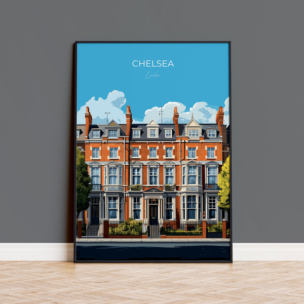 Chelsea Travel Poster Wall Art, Travel Print of Chelsea, London Poster, Chelsea Gift, Chelsea Art, London Art UK Travel Gift