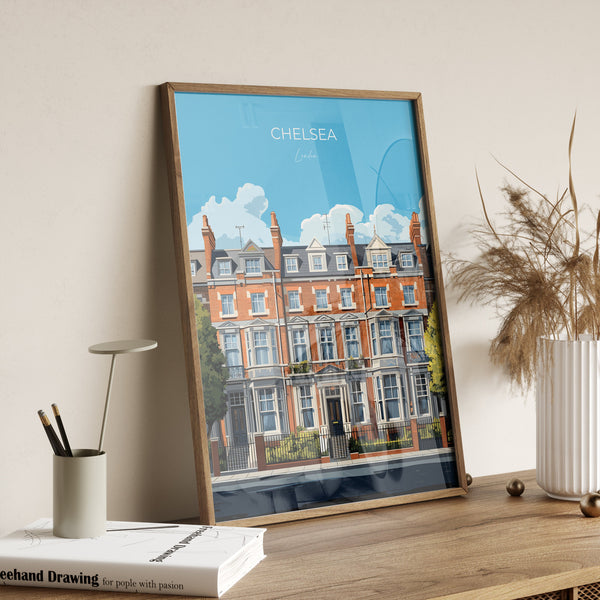 Chelsea Travel Poster Wall Art, Travel Print of Chelsea, London Poster, Chelsea Gift, Chelsea Art, London Art UK Travel Gift