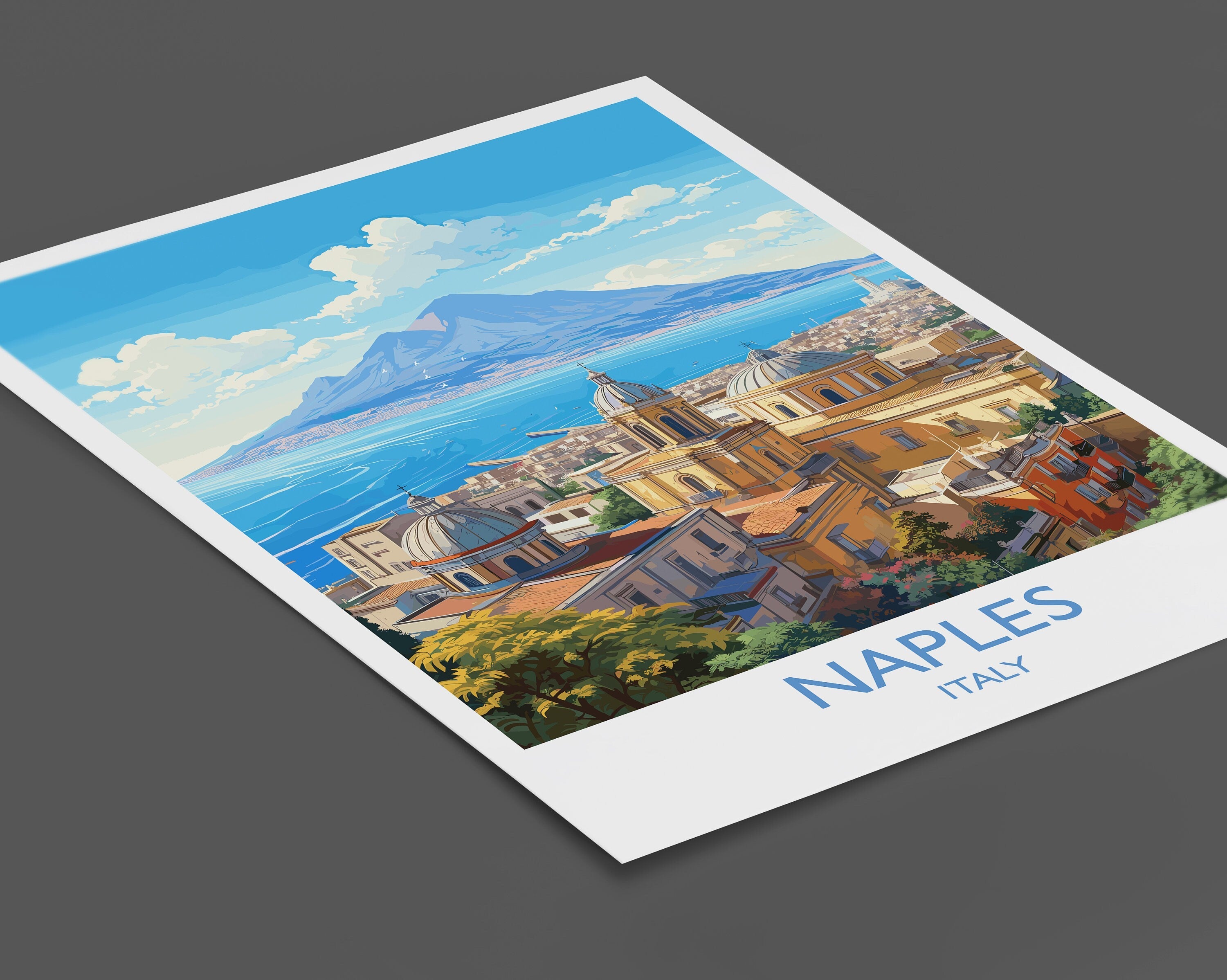 Naples Travel Print, Travel Poster of Naples , Italy, City of Naples,Italy Art Lovers Gift,Naples Wall Art Print NQ Media Designs