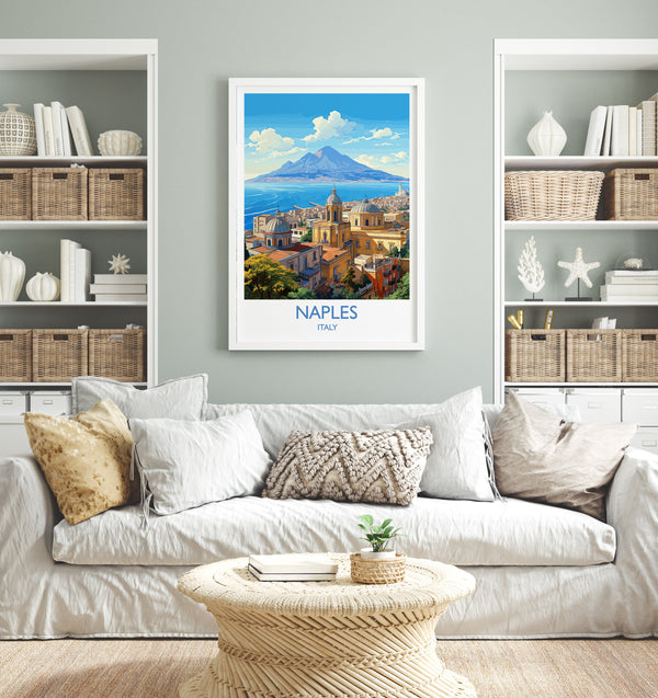 Naples Travel Print, Travel Poster of Naples , Italy, City of Naples,Italy Art Lovers Gift,Naples Wall Art Print