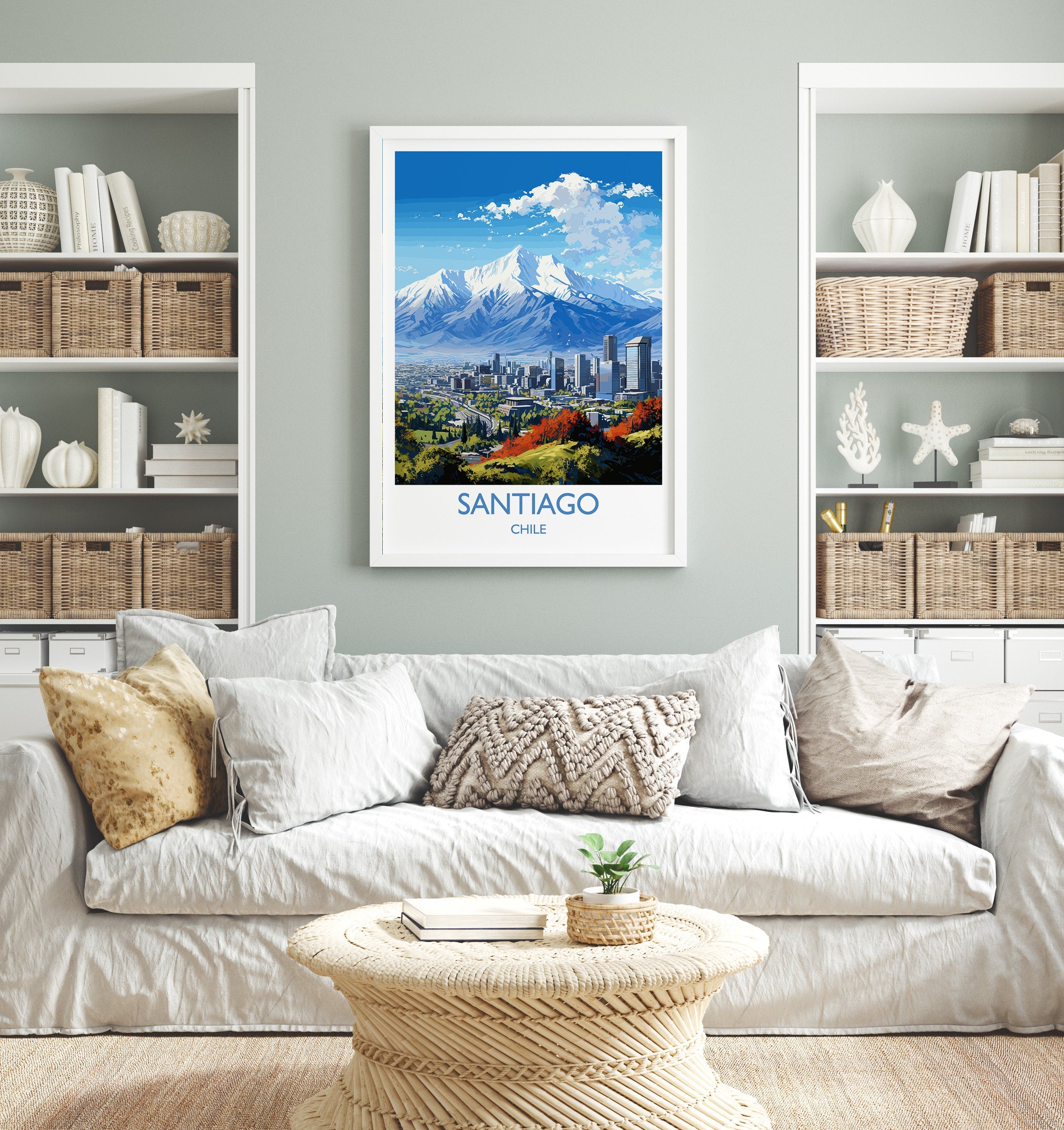 Santiago Travel Print Wall Art, Travel Poster of Santiago, Santiago Art Gift, Chile Art Lovers Gift, NQ Media Designs