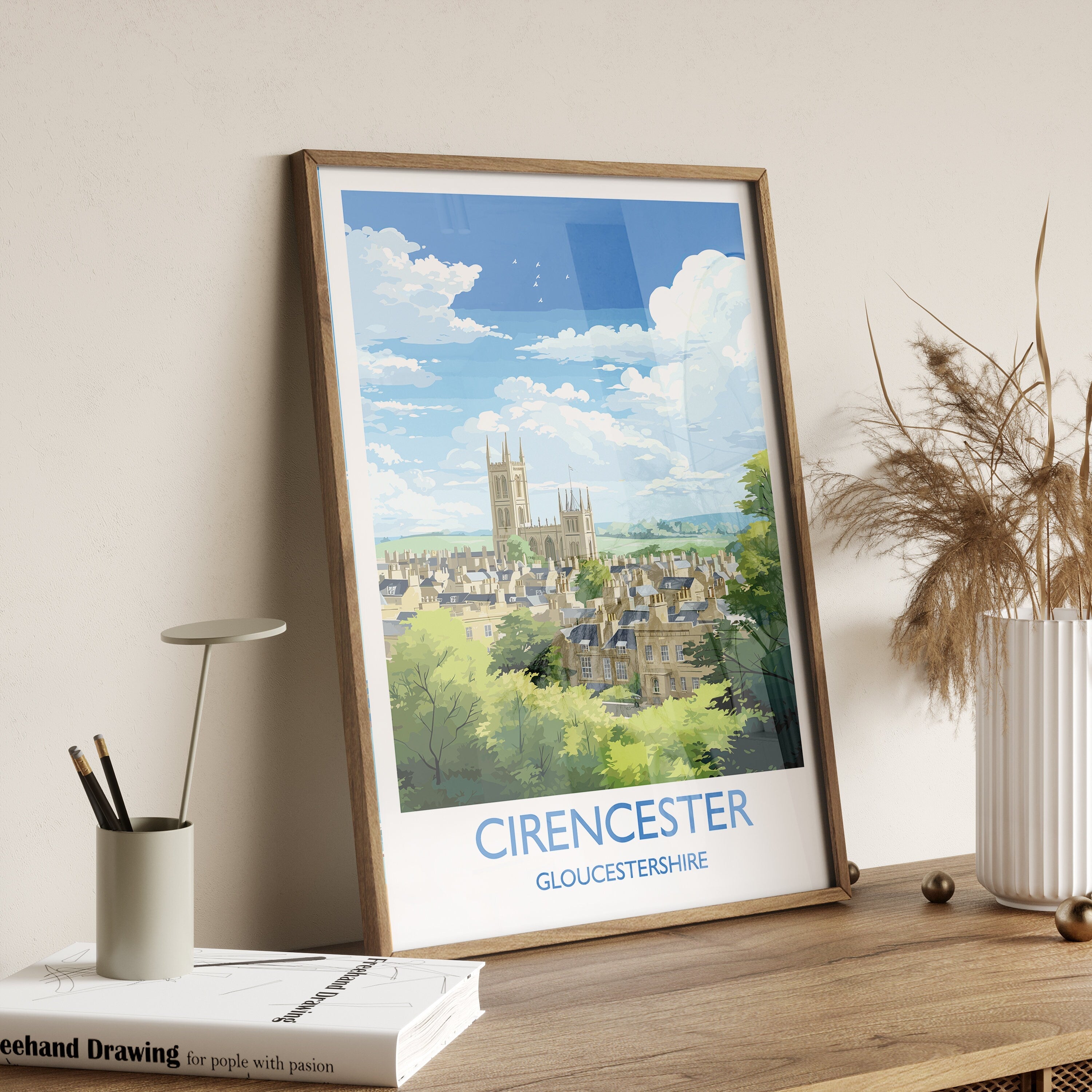 Cirencester Travel Print Wall Art, Travel Poster of Cirencester, Cirencester Art Gift, English Countryside Art Lovers Gift, NQ Media Designs