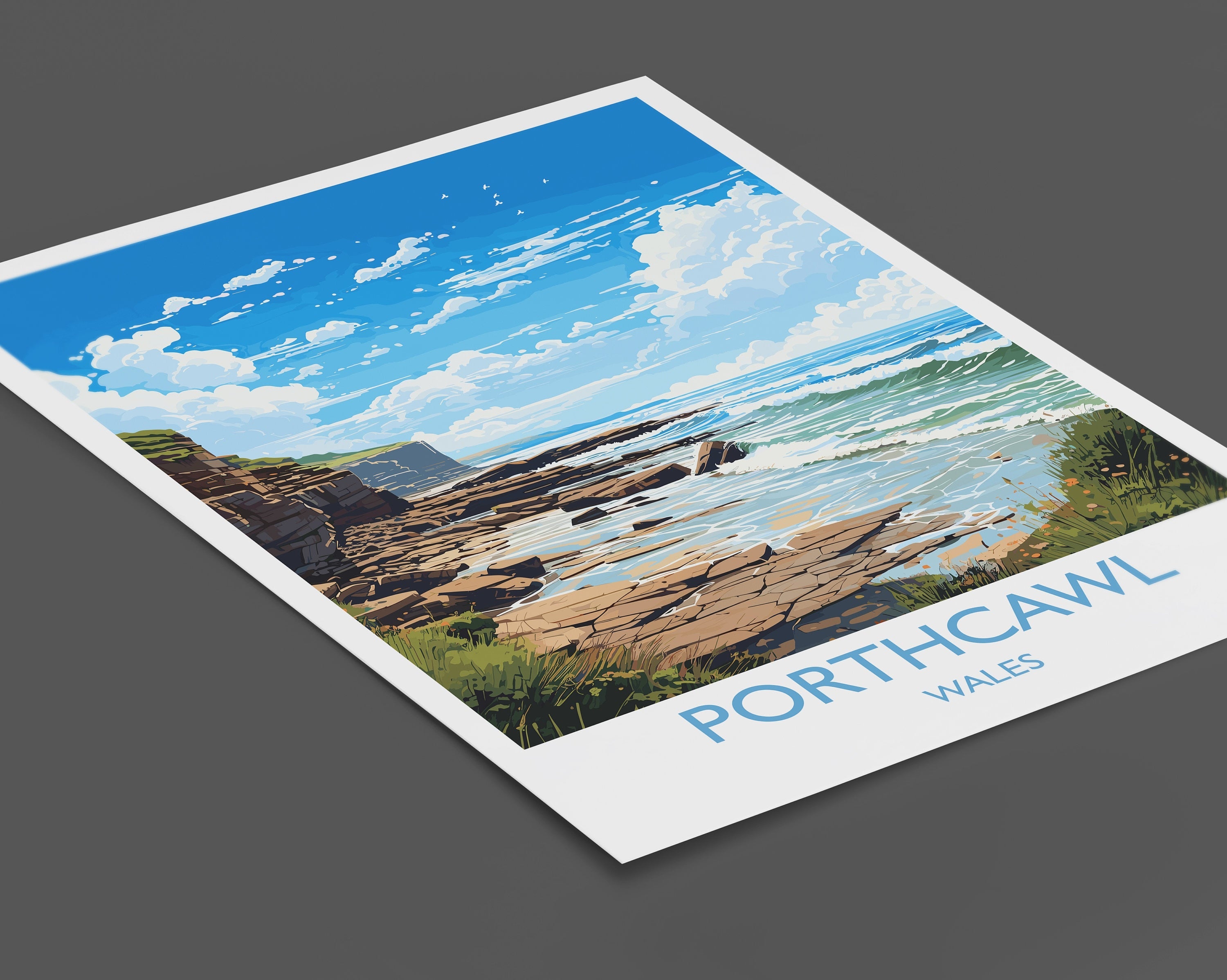 Porthcawl Travel Print Wall Art, Porthcawl Travel Poster, Wales, Welsh Art, Porthcawl Gift, Wall Art Print NQ Media Designs