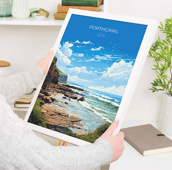 Porthcawl Travel Poster Wall Art, Porthcawl Travel Print, Wales, Welsh Art, Porthcawl Gift, Wall Art Print