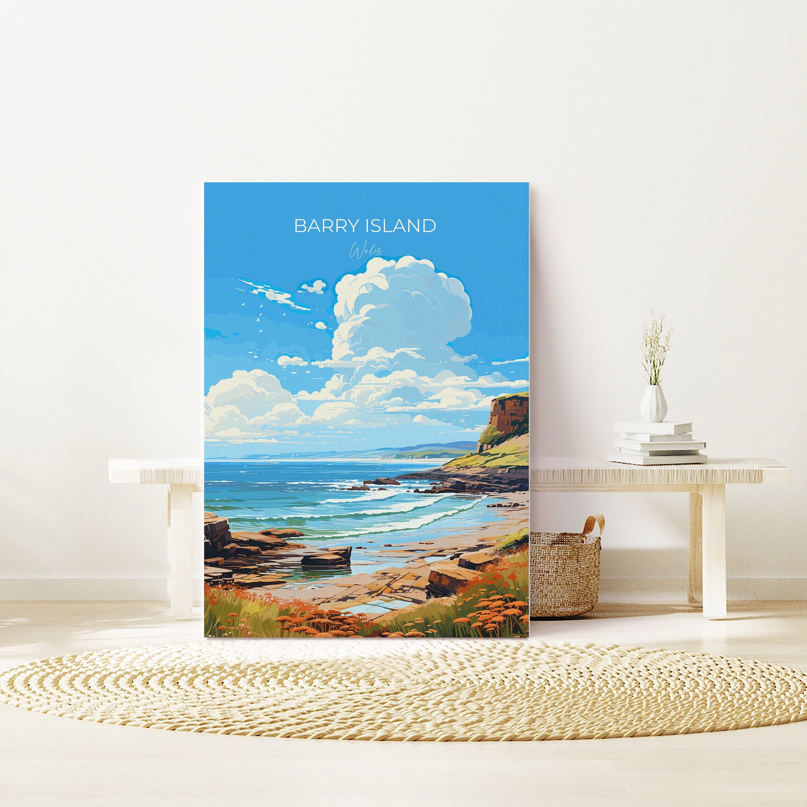 Barry Island Travel Poster Wall Art, Barry Island Travel Print, Wales, Welsh Art, Barry Island Gift, Wall Art Print NQ Media Designs