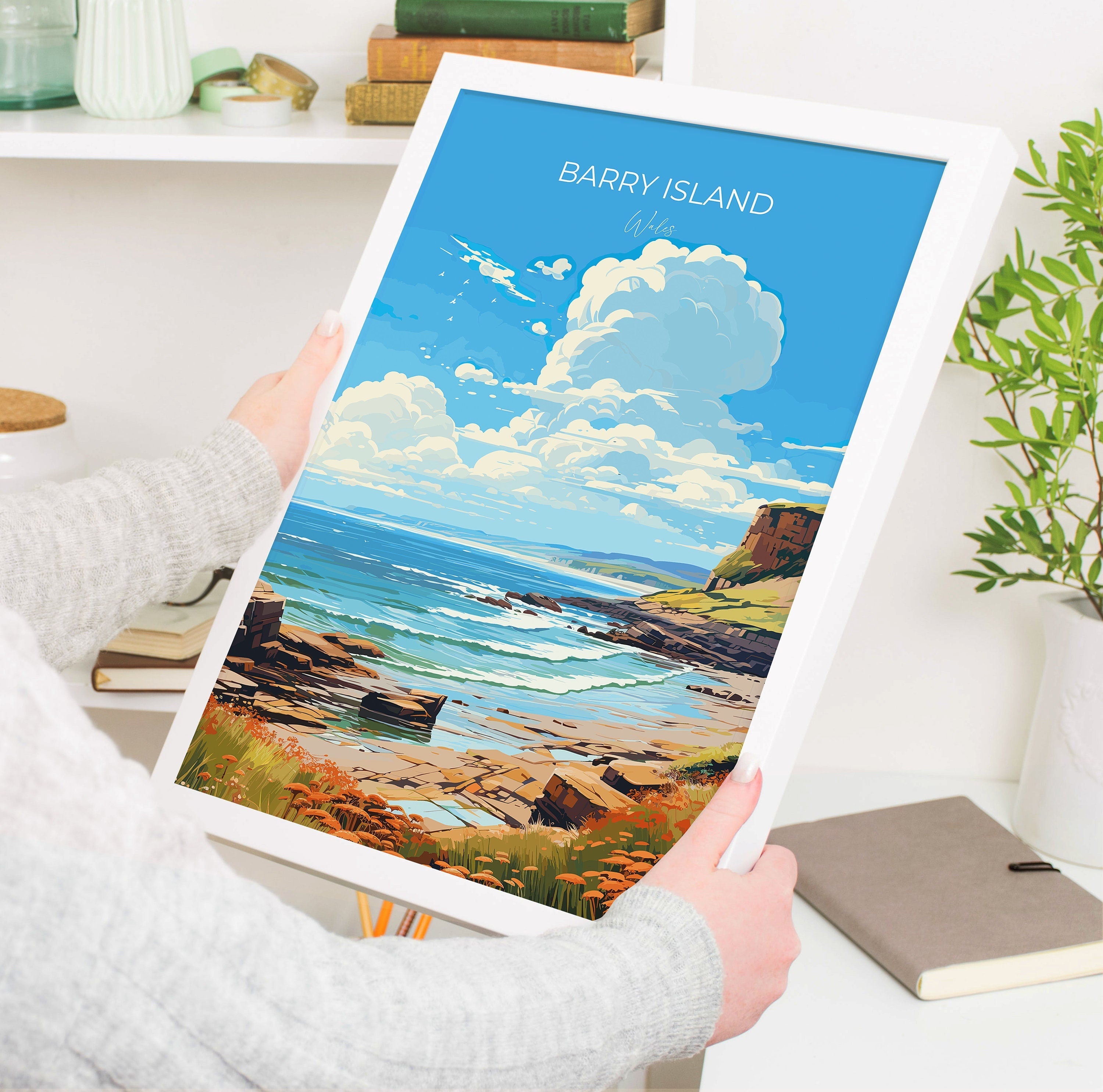 Barry Island Travel Poster Wall Art, Barry Island Travel Print, Wales, Welsh Art, Barry Island Gift, Wall Art Print NQ Media Designs
