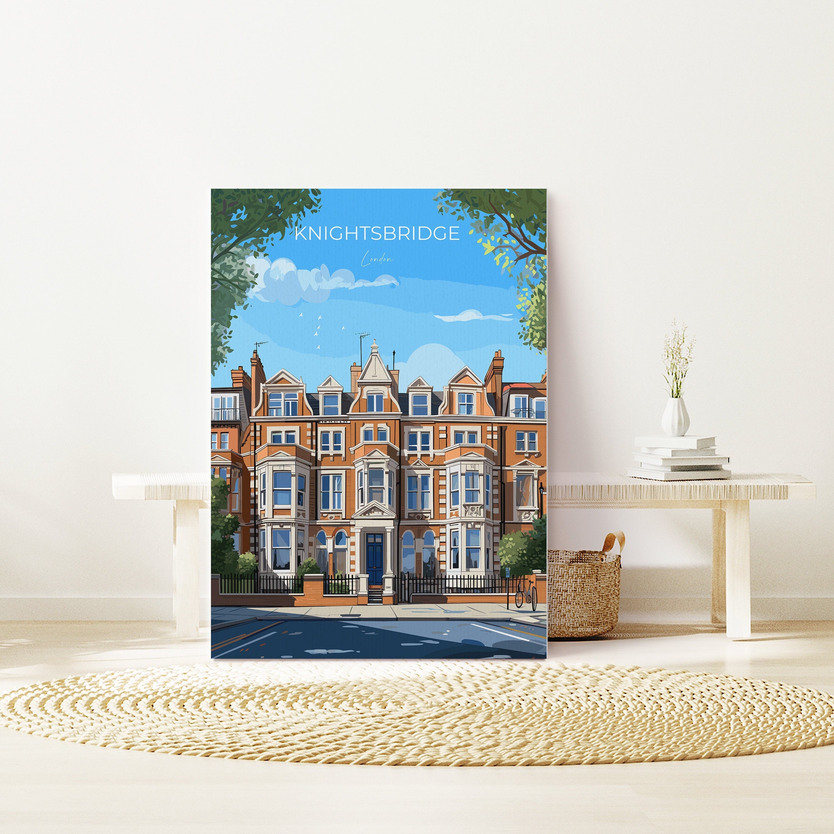 Knightsbridge Travel Poster Wall Art, Travel Print of Knightsbridge, London Poster, Knightsbridge Gift Art, London Art Lovers UK Travel Gift NQ Media Designs
