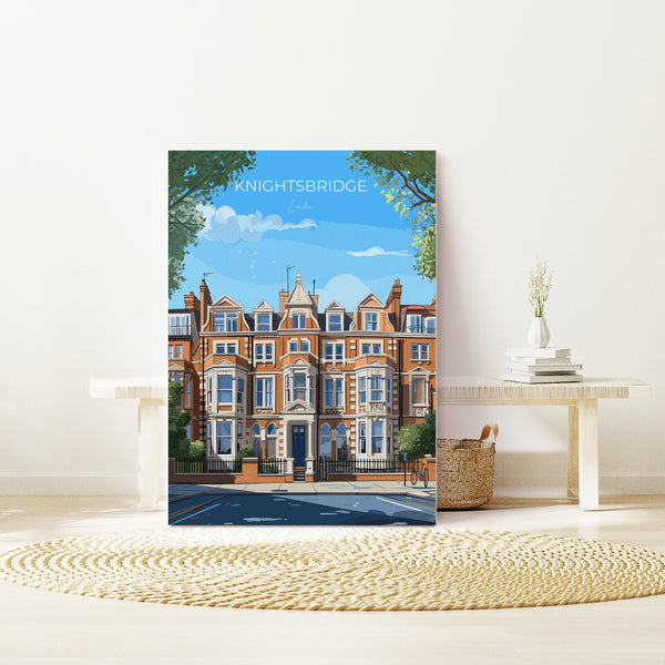 Knightsbridge Travel Poster Wall Art, Travel Print of Knightsbridge, London Poster, Knightsbridge Gift Art, London Art Lovers UK Travel Gift