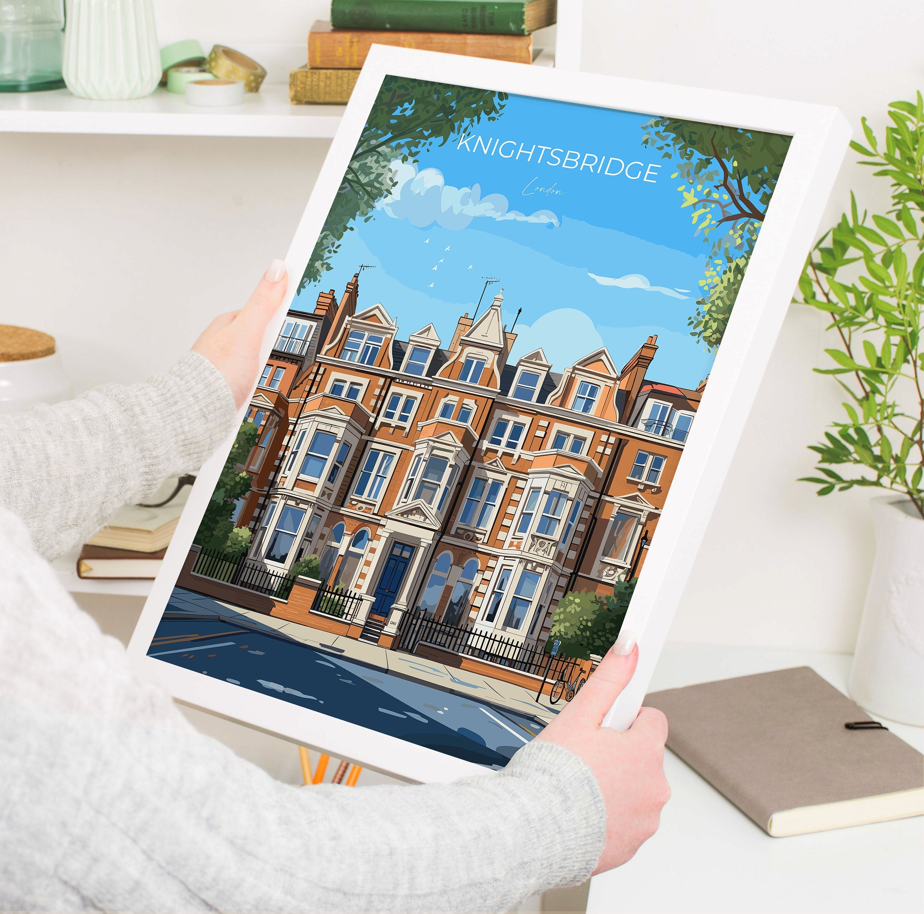 Knightsbridge Travel Poster Wall Art, Travel Print of Knightsbridge, London Poster, Knightsbridge Gift Art, London Art Lovers UK Travel Gift NQ Media Designs