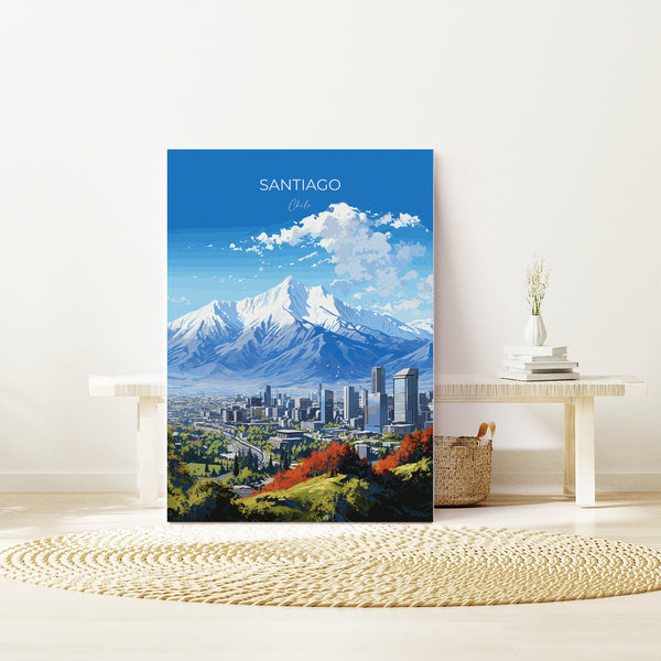 Santiago Travel Print Wall Art, Travel Poster of Santiago, Santiago Art Gift, Chile Art, South America Art Lovers Gift,
