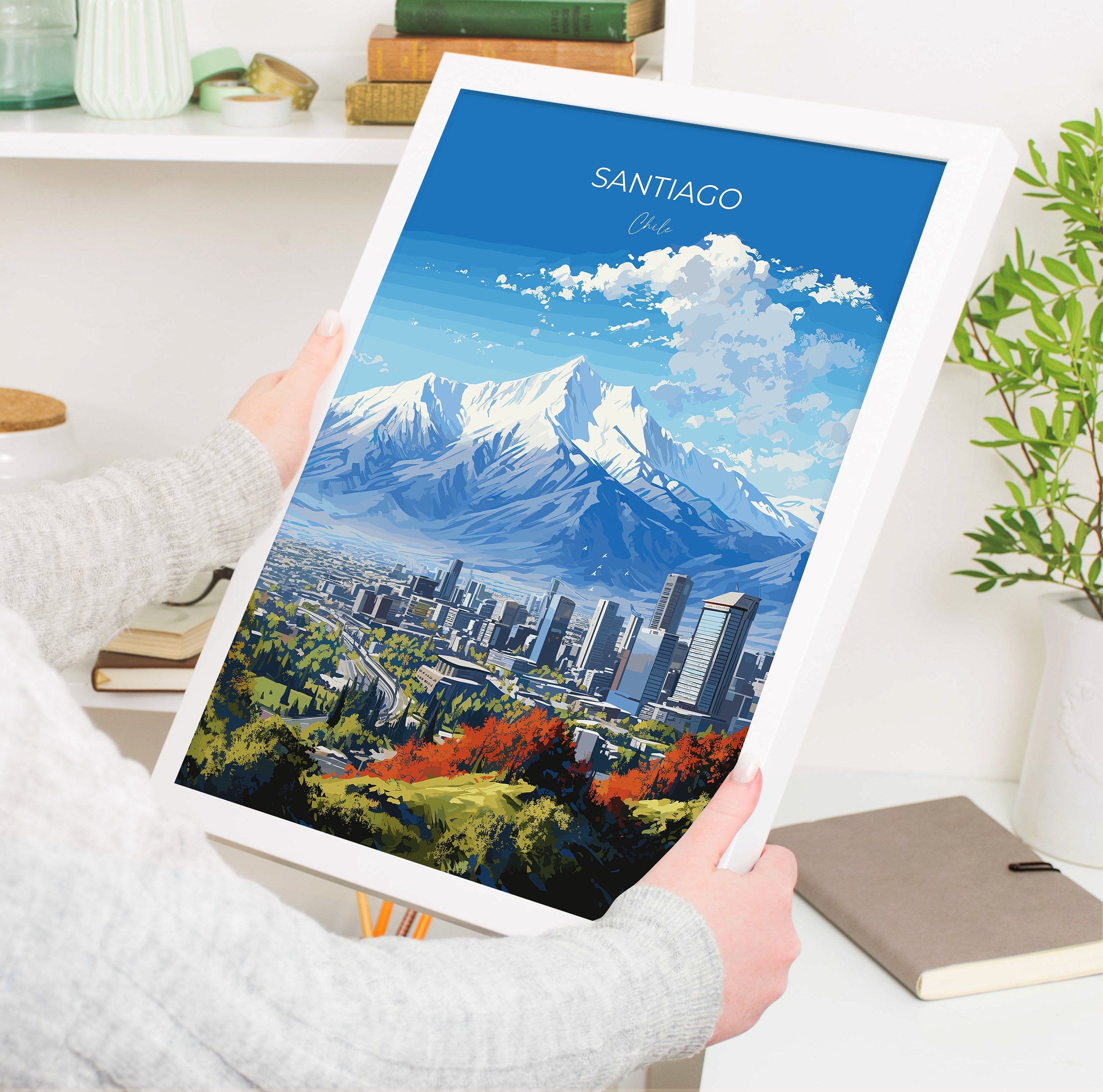 Santiago Travel Print Wall Art, Travel Poster of Santiago, Santiago Art Gift, Chile Art, South America Art Lovers Gift, NQ Media Designs
