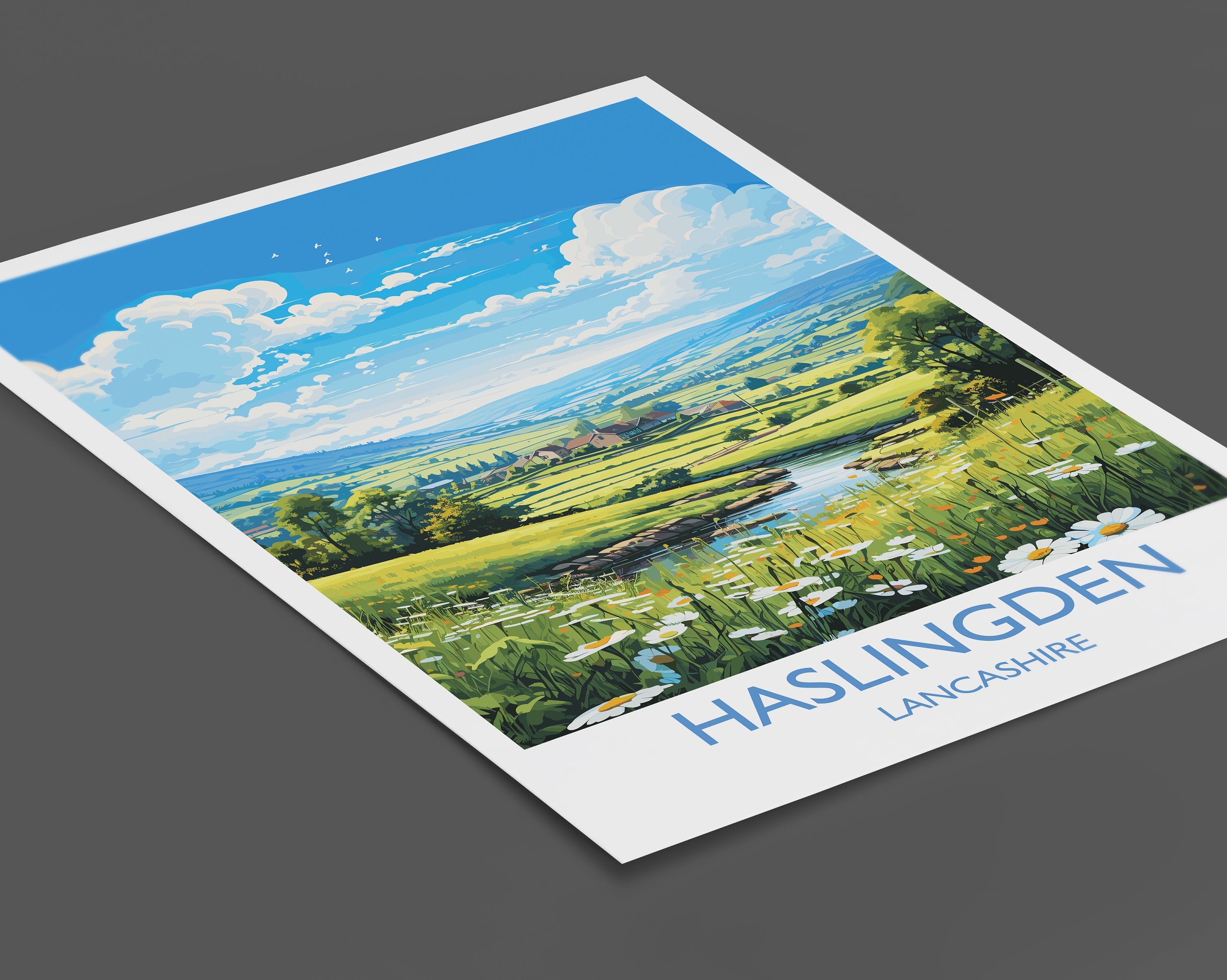 Haslingden Travel Print Wall Art, Travel Poster of Haslingden, Rossendale Art Gift, England, English Countryside Art Lovers Gift, NQ Media Designs