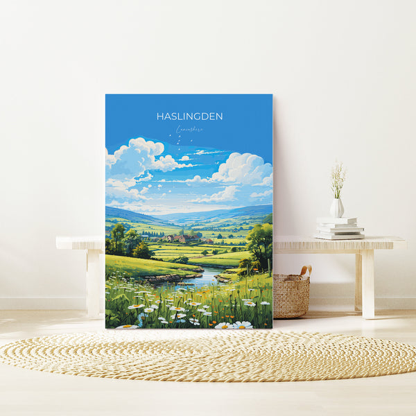 Haslingden Travel Print Wall Art, Travel Poster of Haslingden, Rossendale Art Gift, England, English Countryside Art Lovers Gift,