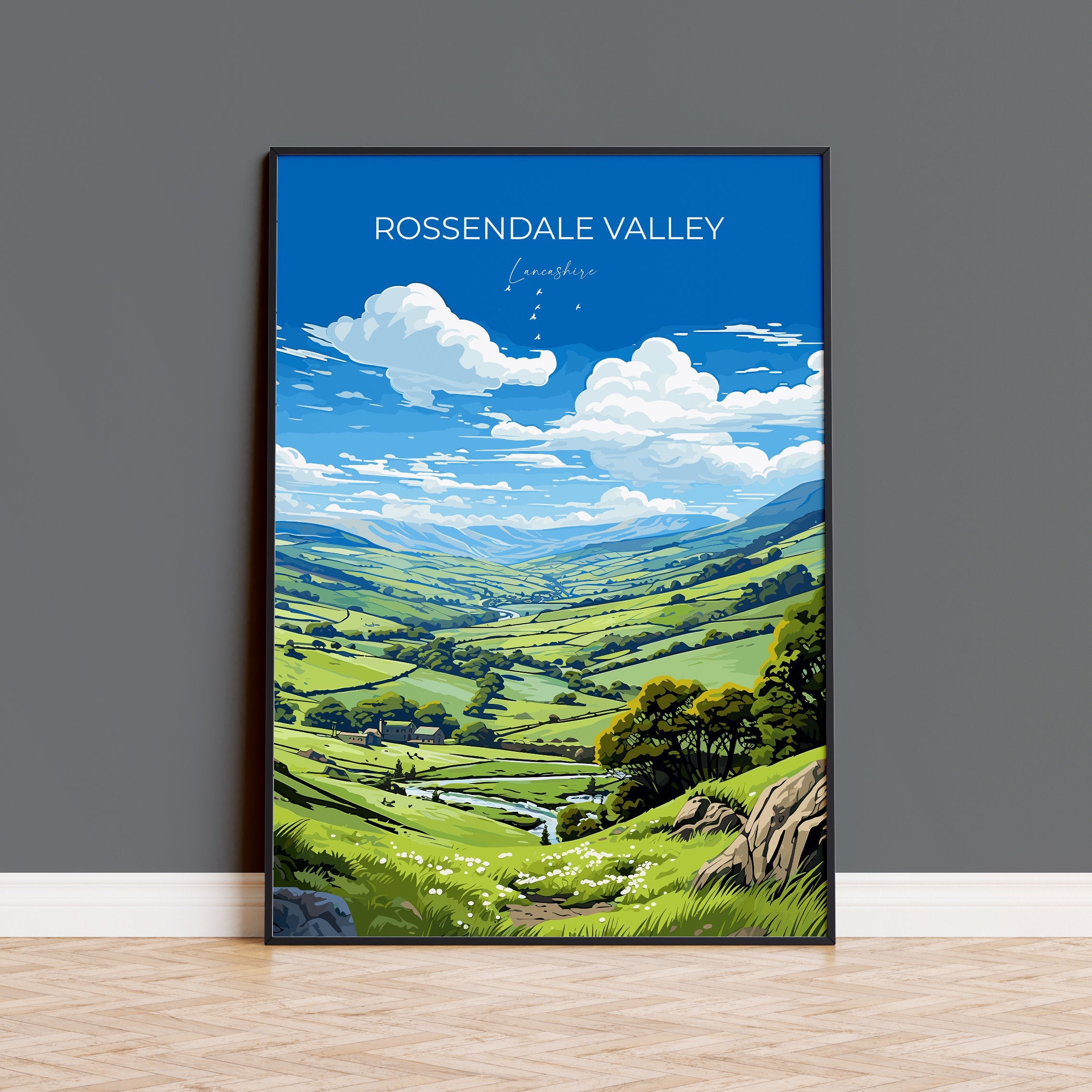 Rossendale Valley Print Wall Art, Travel Poster of Rossendale Valley, Rossendale Art Gift, English Countryside Art Lovers Gift, NQ Media Designs