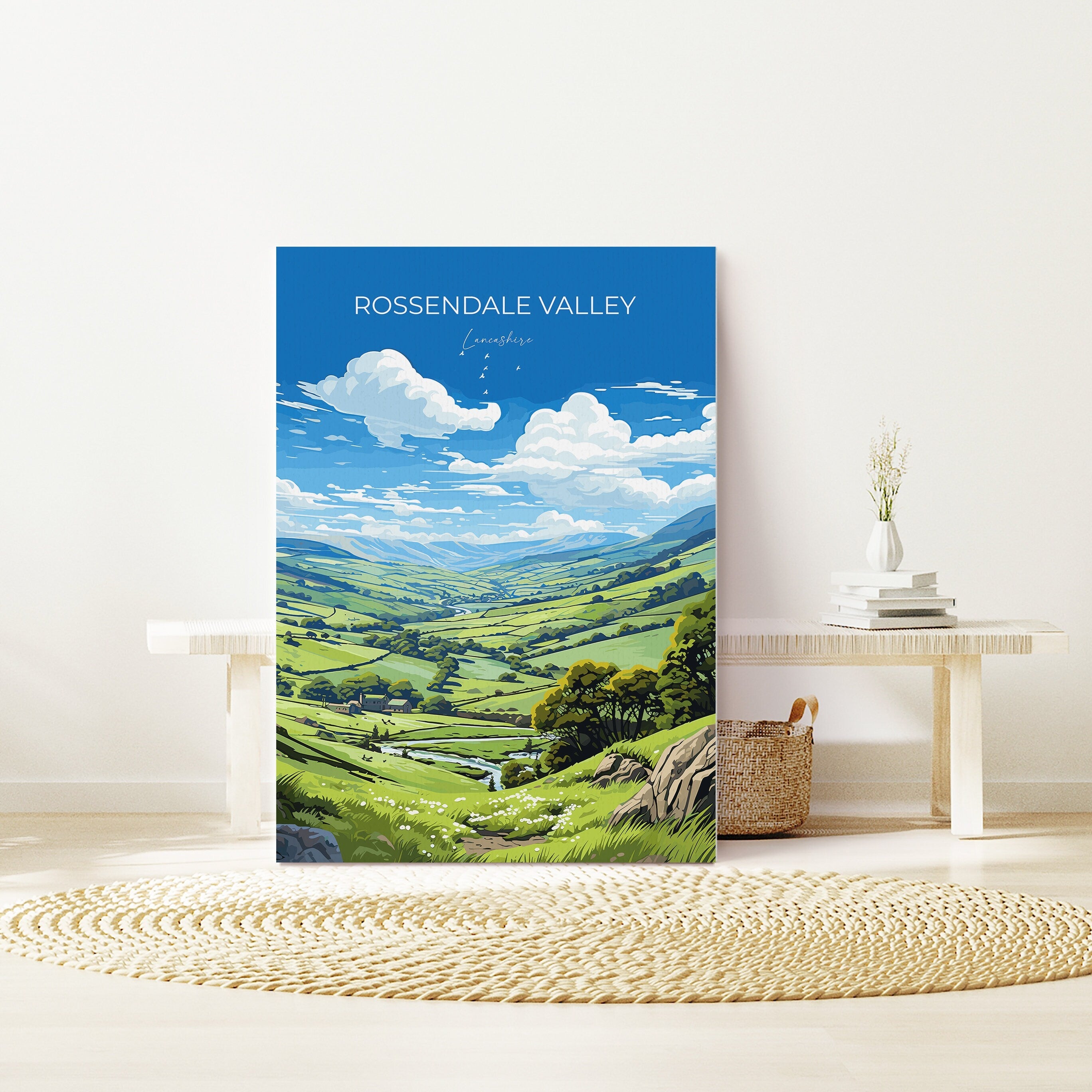 Rossendale Valley Print Wall Art, Travel Poster of Rossendale Valley, Rossendale Art Gift, English Countryside Art Lovers Gift, NQ Media Designs