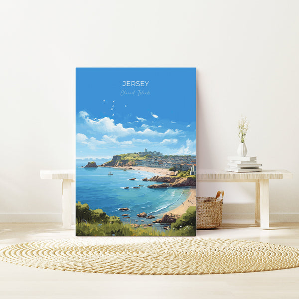 Jersey Travel Print, Travel Poster of Jersey, Channel Islands, Jersey Art Lovers Gift, Jersey Wall Art Print