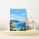 Guernsey Travel Print, Travel Poster of Guernsey, Guernsey Art Lovers Gift, Channel Islands, Wall Art Print NQ Media Designs