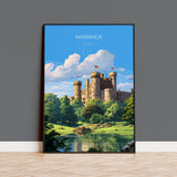 Warwick Travel Print Wall Art, Travel Poster of Warwick, Warwick Art Gift, English Countryside Art Lovers Gift, NQ Media Designs