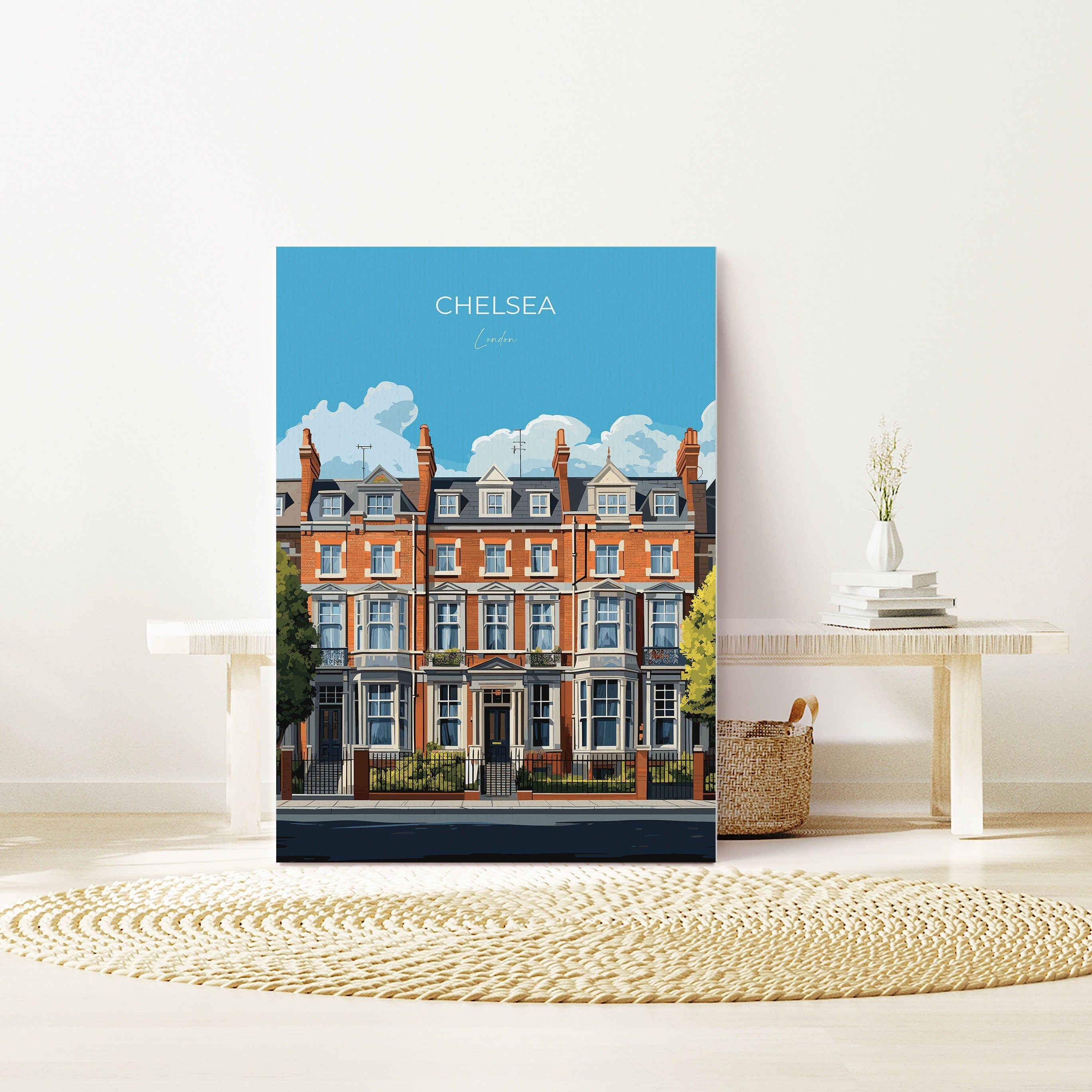 Chelsea Travel Poster Wall Art, Travel Print of Chelsea, London Poster, Chelsea Gift, Chelsea Art, London Art UK Travel Gift NQ Media Designs