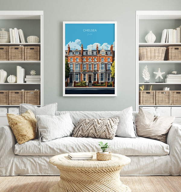 Chelsea Travel Poster Wall Art, Travel Print of Chelsea, London Poster, Chelsea Gift, Chelsea Art, London Art UK Travel Gift