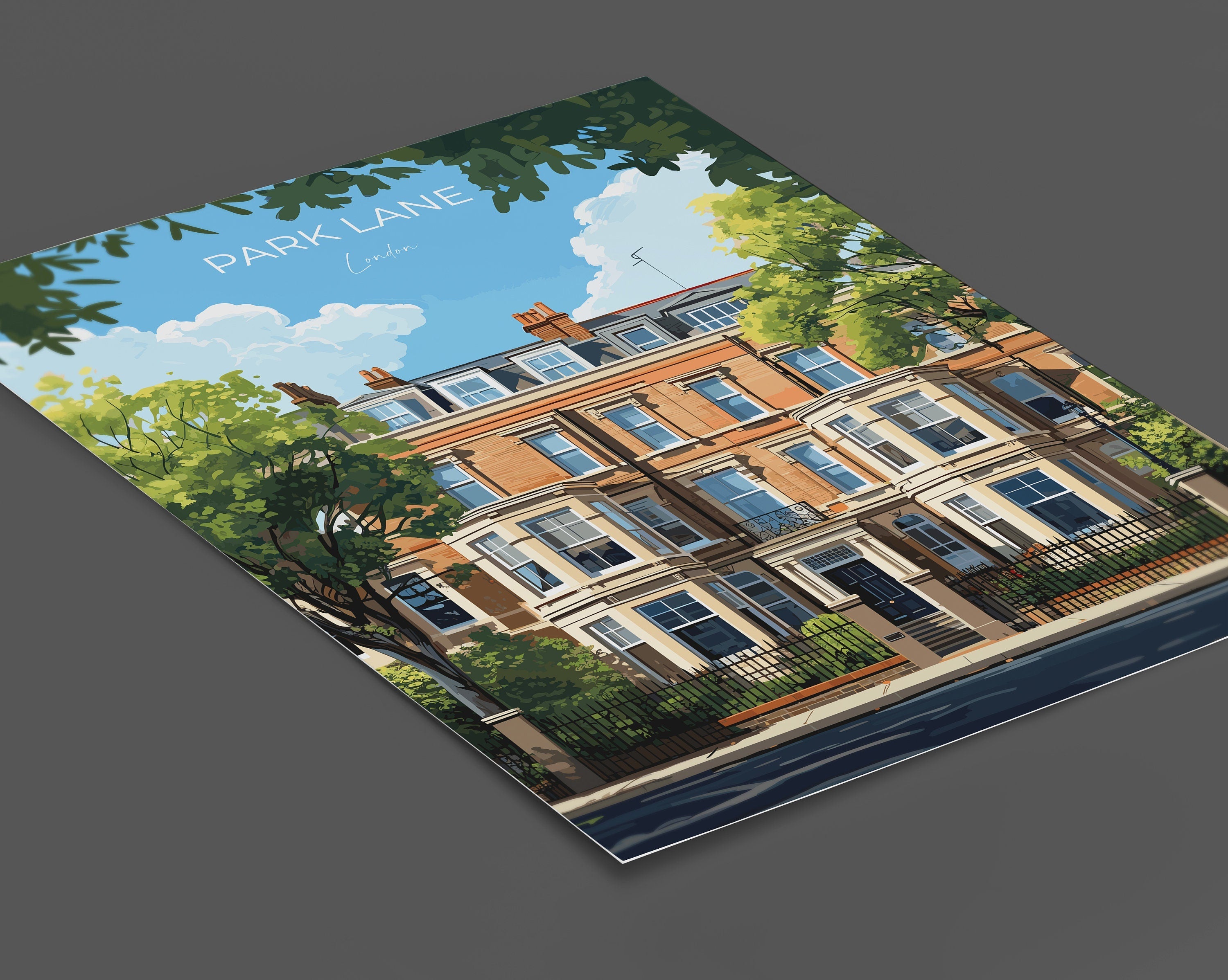 Park Lane Travel Poster Wall Art, Travel Print of Park Lane, London Poster, Park Lane Gift, Park Lane Art, London Art Lovers UK Travel Gift NQ Media Designs