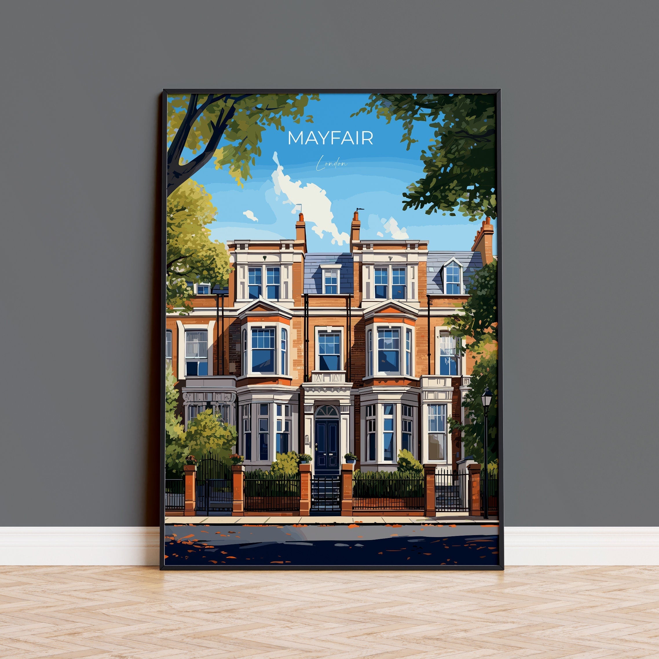 Mayfair Travel Poster Wall Art, Travel Print of Mayfair, London Poster, Mayfair Gift, Mayfair Art, London Art Lovers UK Travel Gift NQ Media Designs