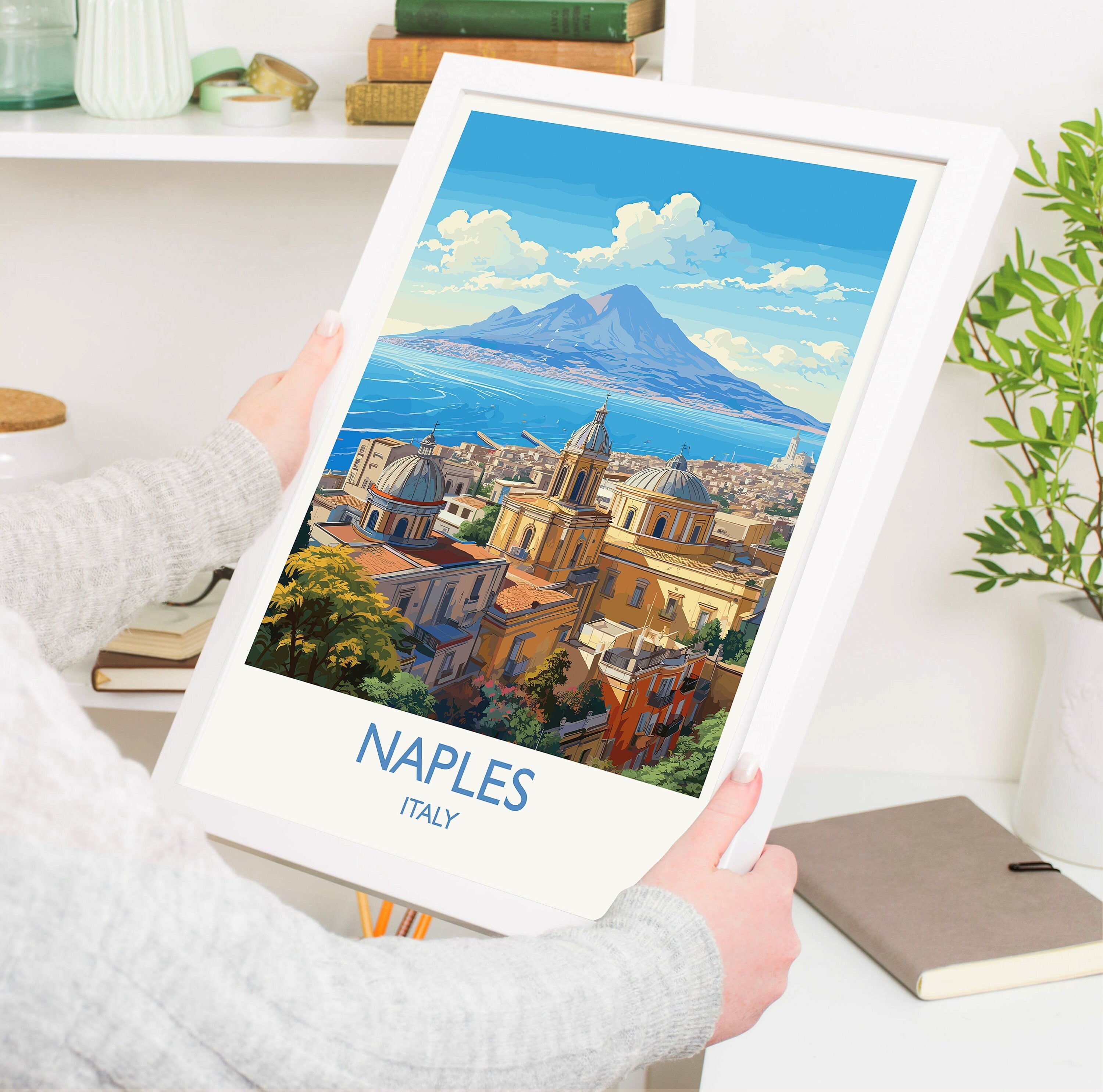 Naples Travel Print, Travel Poster of Naples , Italy, City of Naples,Italy Art Lovers Gift,Naples Wall Art Print NQ Media Designs