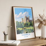 Warwick Travel Print Wall Art, Travel Poster of Warwick, Warwick Art Gift, English Countryside Art Lovers Gift, NQ Media Designs
