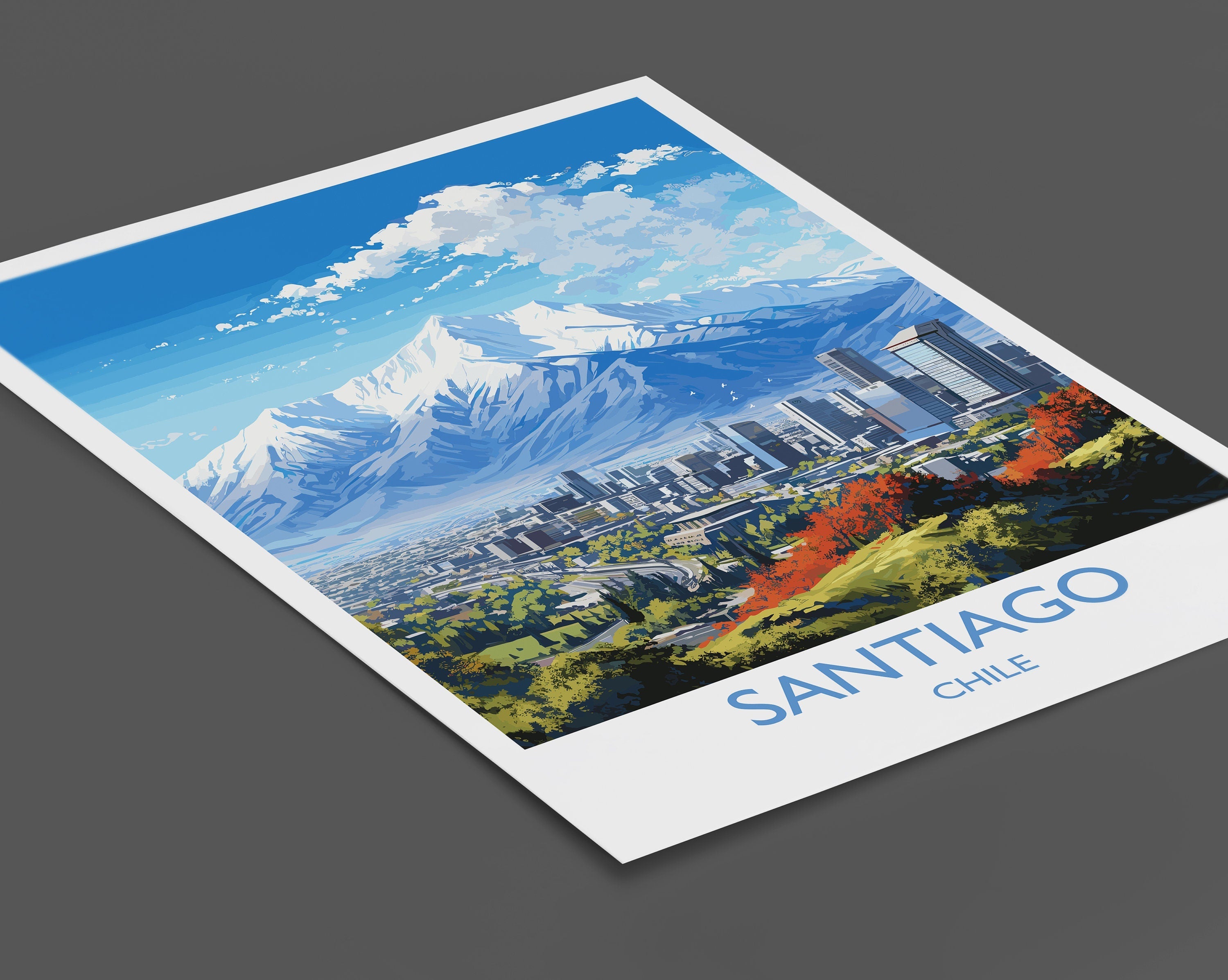 Santiago Travel Print Wall Art, Travel Poster of Santiago, Santiago Art Gift, Chile Art Lovers Gift, NQ Media Designs