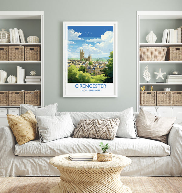 Cirencester Travel Print Wall Art, Travel Poster of Cirencester, Cirencester Art Gift, English Countryside Art Lovers Gift,