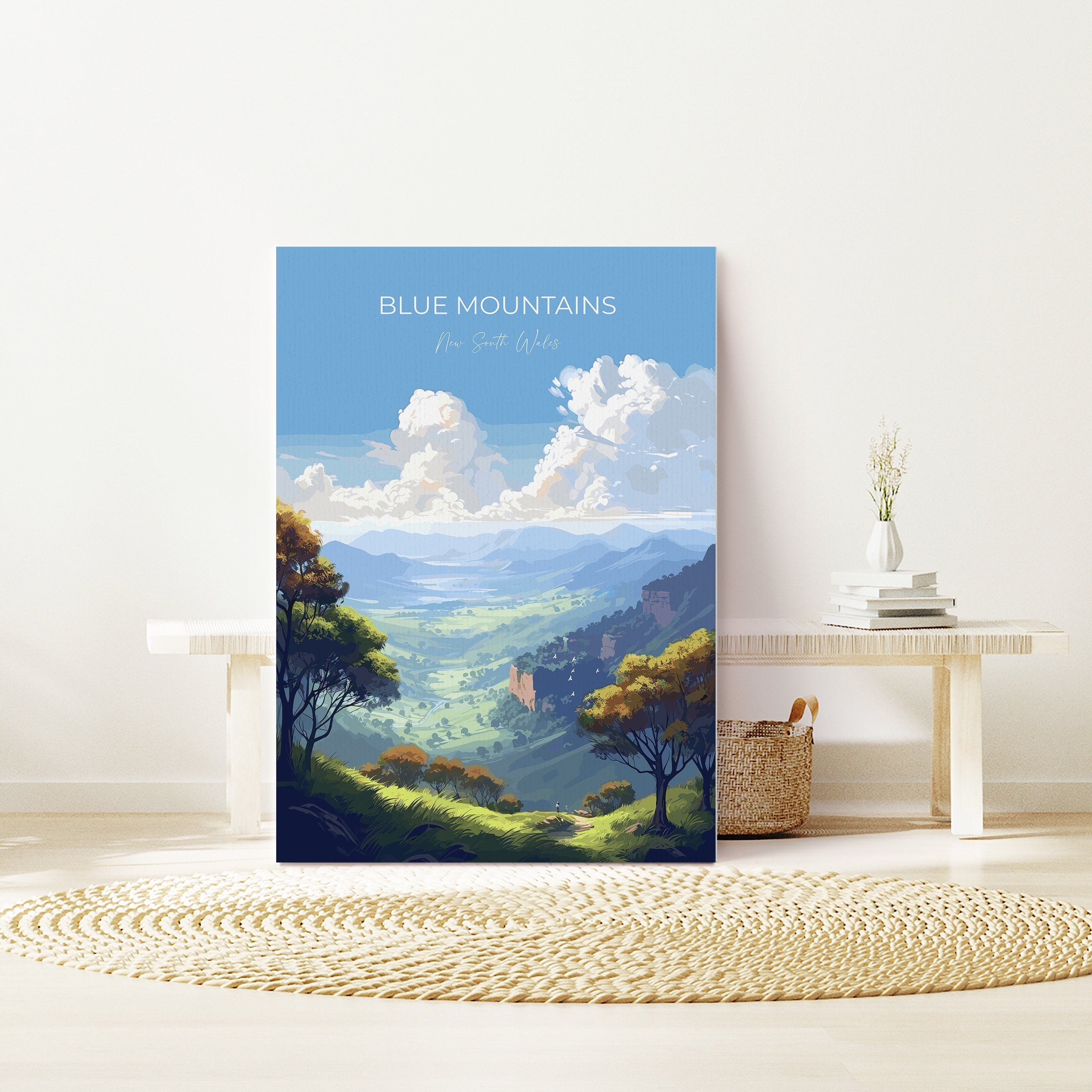 Blue Mountains Print Wall Art, Travel Poster of Blue Mountains, New South Wales, Blue Mountains Gift, Australia Art Lovers Gift NQ Media Designs