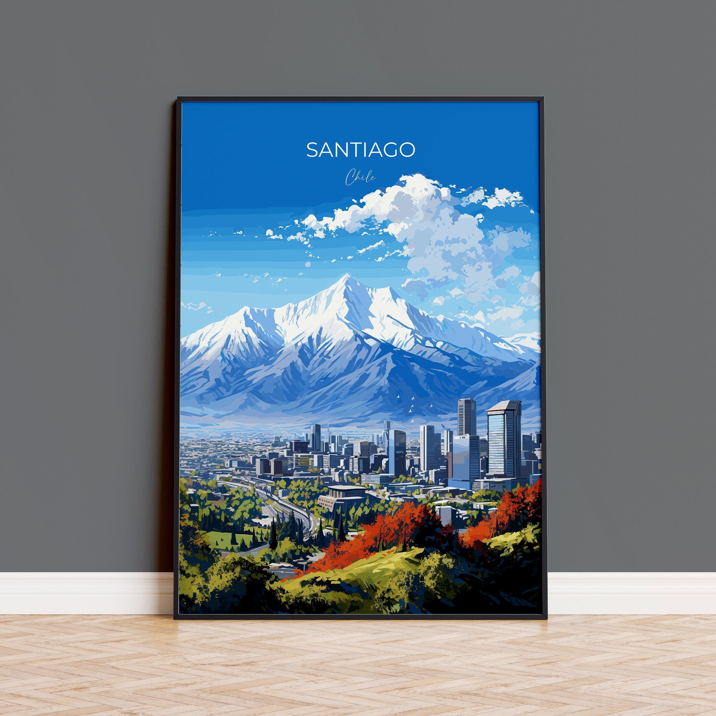 Santiago Travel Print Wall Art, Travel Poster of Santiago, Santiago Art Gift, Chile Art, South America Art Lovers Gift, NQ Media Designs