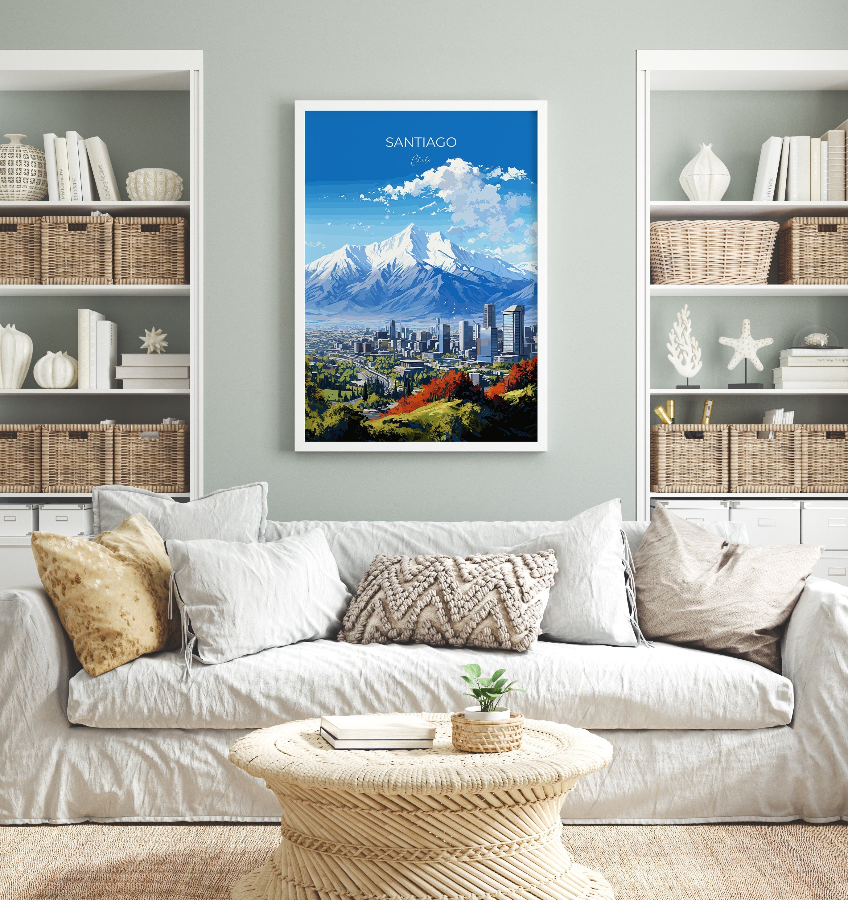 Santiago Travel Print Wall Art, Travel Poster of Santiago, Santiago Art Gift, Chile Art, South America Art Lovers Gift, NQ Media Designs