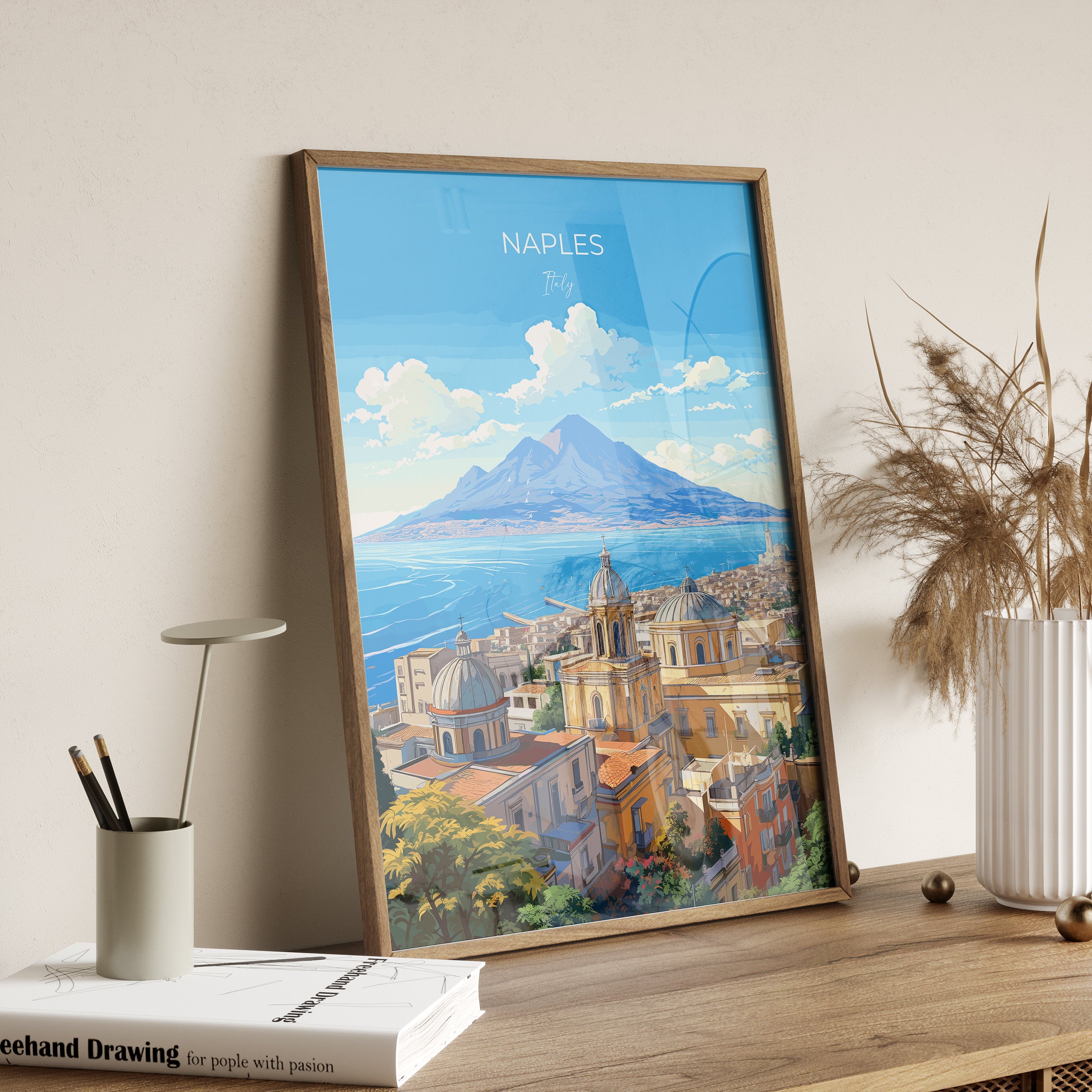 Naples Travel Print, Travel Poster of Naples , Italy, City of Naples, Italy Art Lovers Gift, Naples Wall Art Print NQ Media Designs