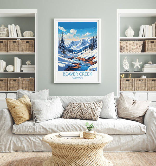 Beaver Creek Travel Poster Wall Art, Travel Print of Beaver Creek, Colorado, USA, Beaver Creek Art Lovers Gift