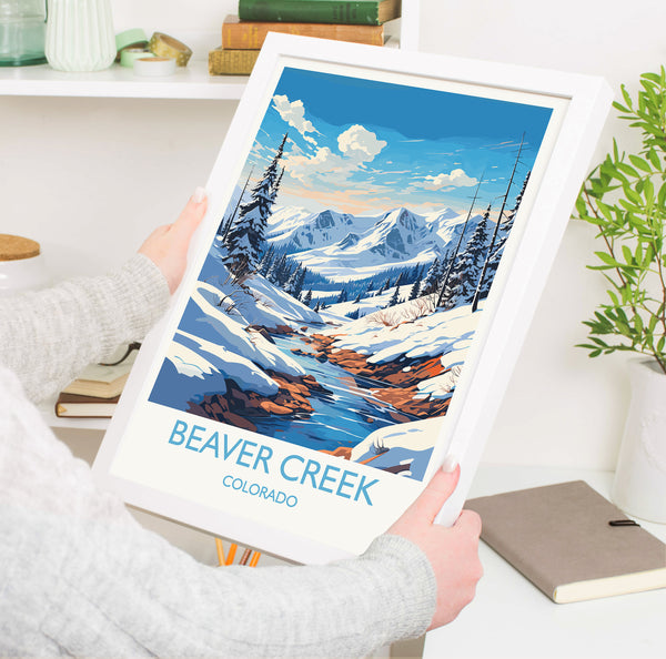 Beaver Creek Travel Poster Wall Art, Travel Print of Beaver Creek, Colorado, USA, Beaver Creek Art Lovers Gift