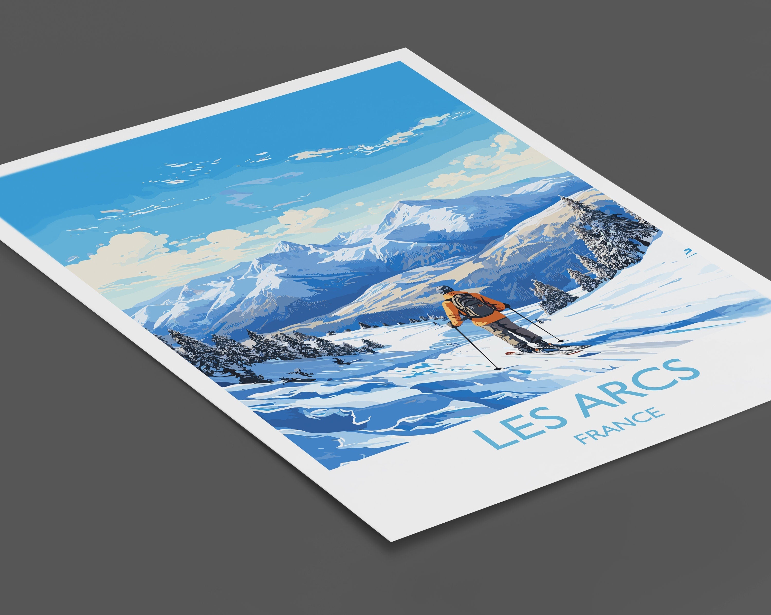 Les Arcs Wall Art Travel Poster, Travel Print of Les Arcs , Ski Poster, Les Arcs Art Gift, France Ski Art Travel Gift NQ Media Designs