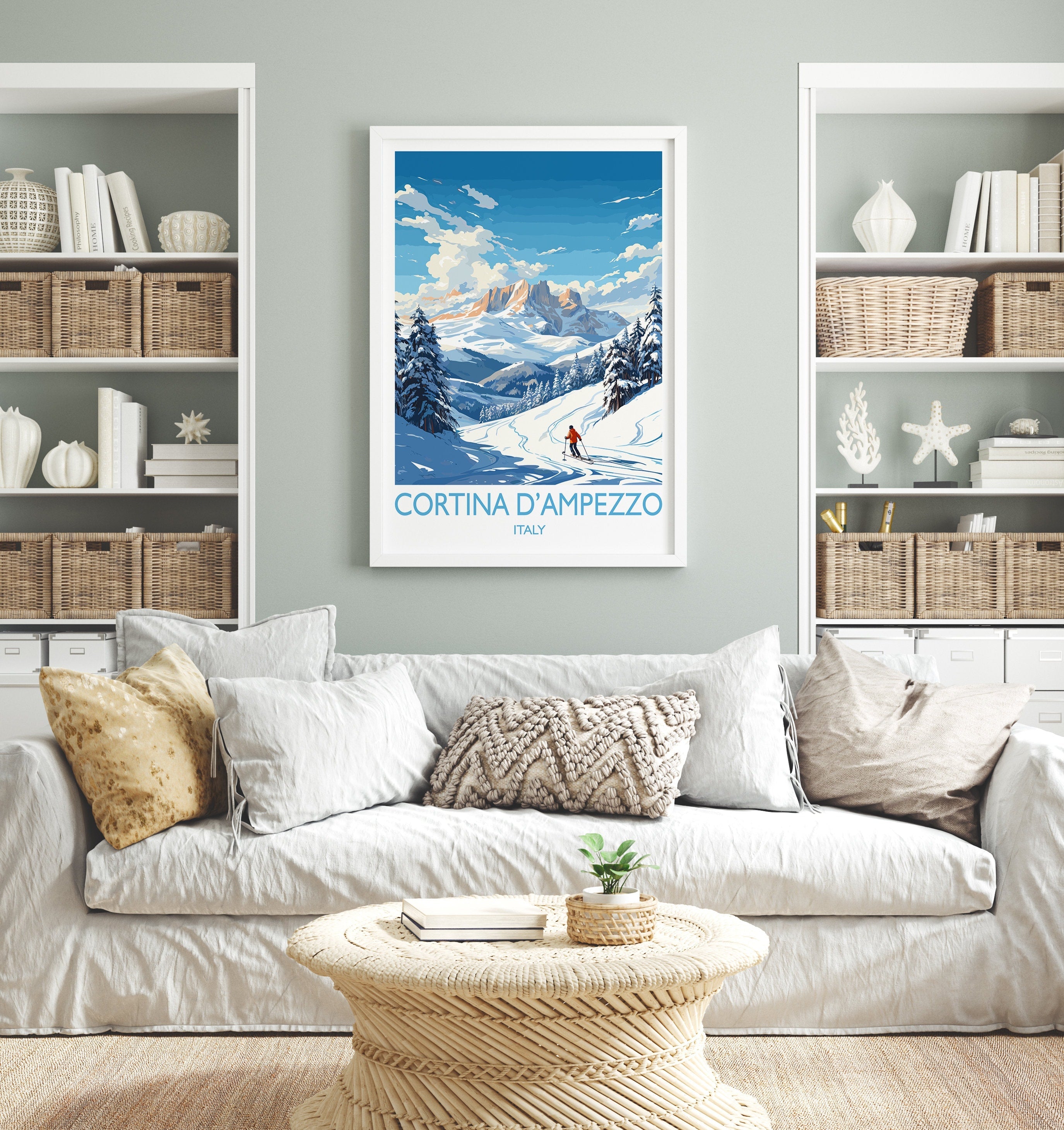 Cortina d'Ampezzo Wall Art Travel Poster, Travel Print of Cortina d'Ampezzo, Ski Poster Art Gift, Italy Dolomites Ski Art Travel Lovers Gift NQ Media Designs