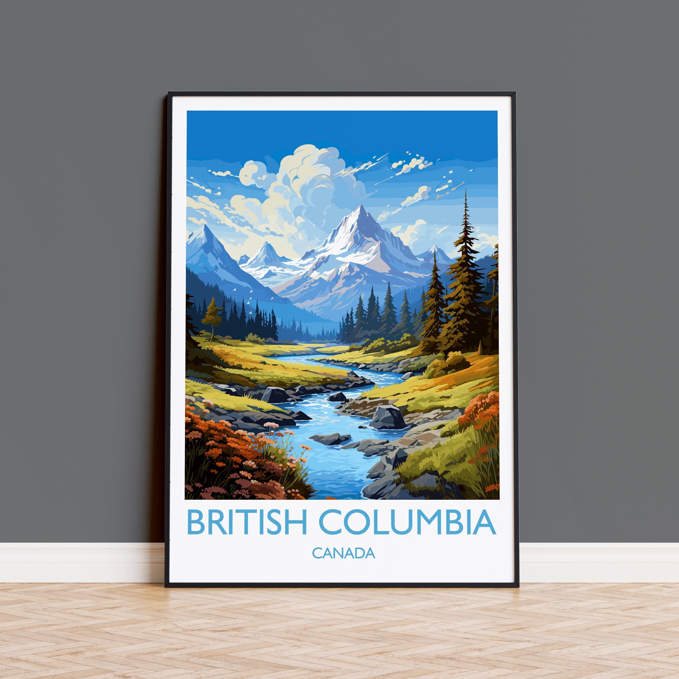 British Columbia Wall Art Travel Poster, Travel Print of British Columbia, British Columbia Art Lovers Gift, Canada Art Travel Gift NQ Media Designs