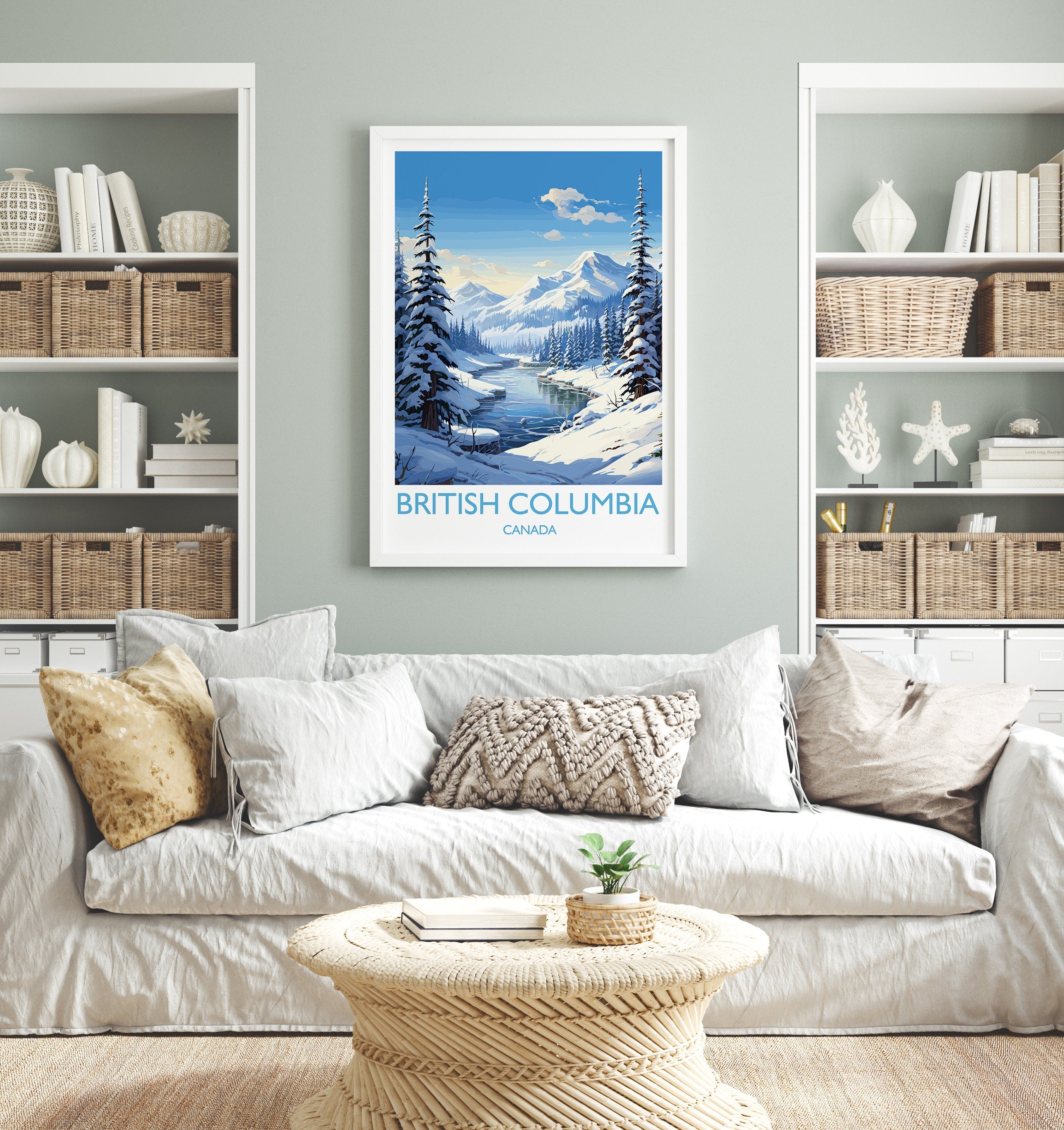 British Columbia Wall Art Travel Poster, Travel Print of British Columbia, British Columbia Art Lovers Gift, Canada Winter Art Travel Gift NQ Media Designs