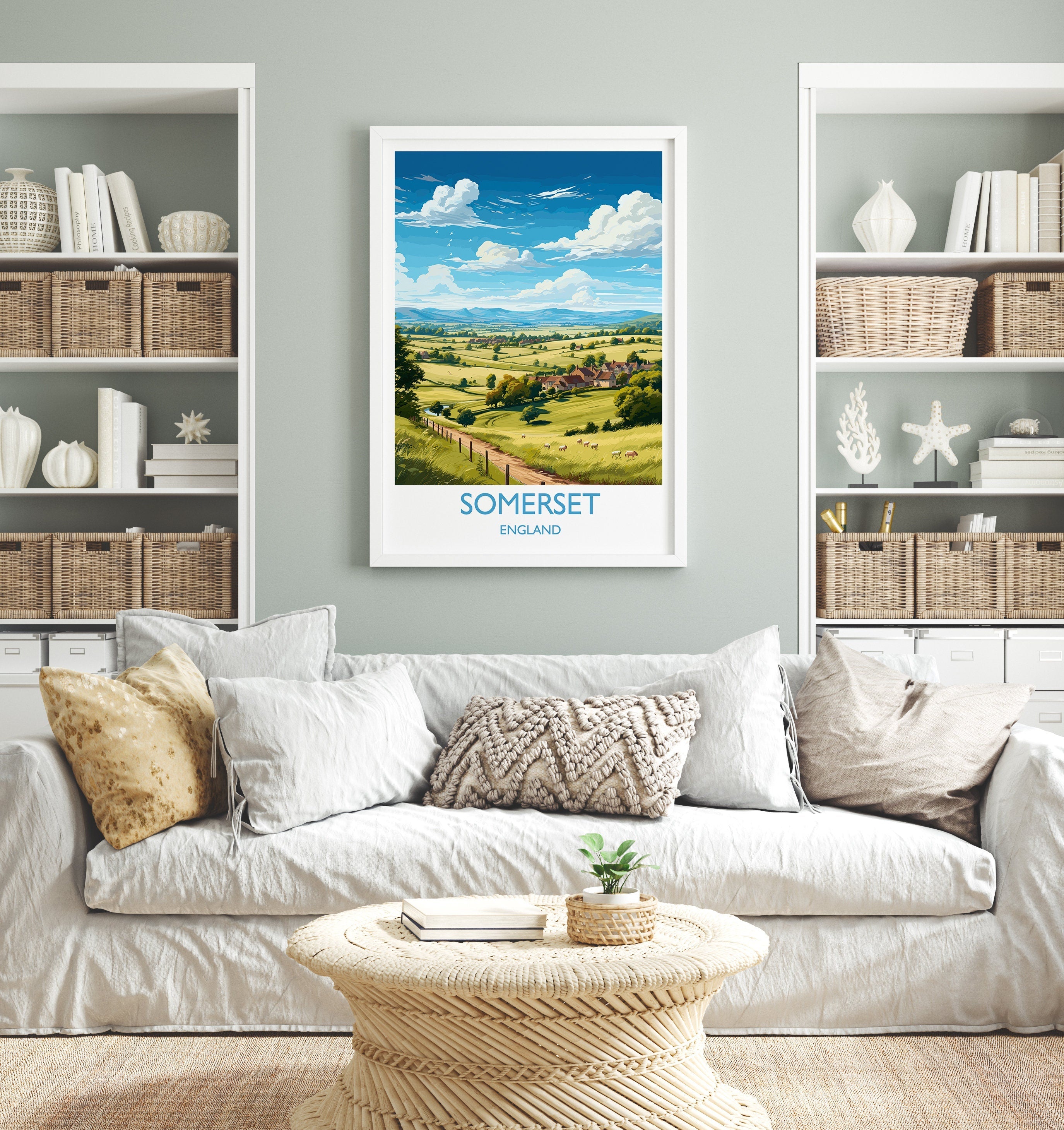 Somerset Poster Wall Art, Travel Print of Somerset, England, Somerset Art Lovers Gift, England Wall Art Print NQ Media Designs