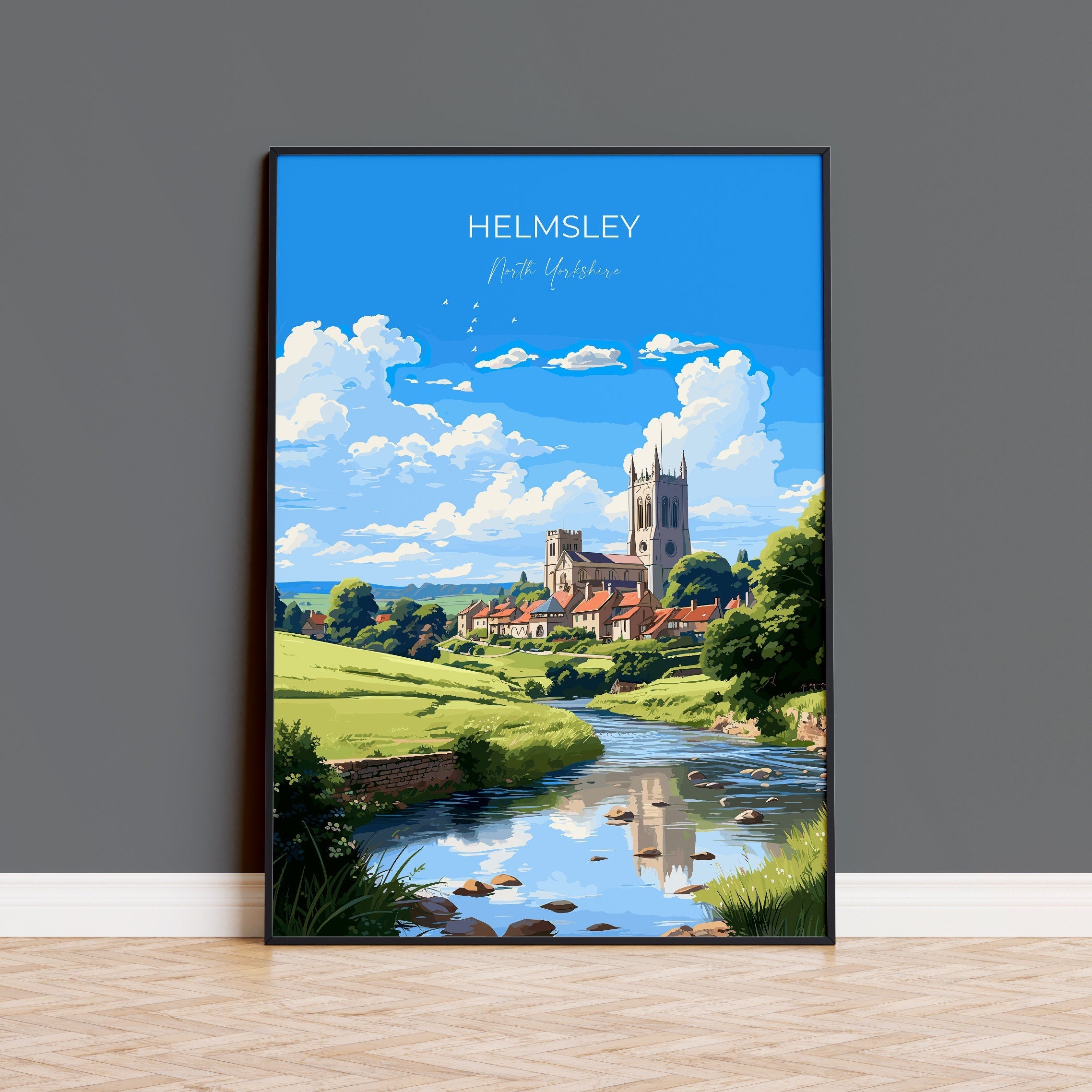 Helmsley Travel Poster, Travel Print of Helmsley, Yorkshire Gift, England, North Yorkshire Art, Helmsley Gift, Wall Art Lovers Print NQ Media Designs