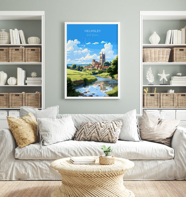 Helmsley Travel Poster, Travel Print of Helmsley, Yorkshire Gift, England, North Yorkshire Art, Helmsley Gift, Wall Art Lovers Print