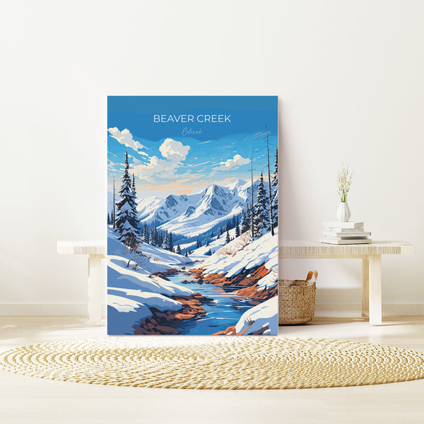 Beaver Creek Travel Poster Wall Art, Travel Print of Beaver Creek, Colorado, USA, Beaver Creek Art Lovers Gift