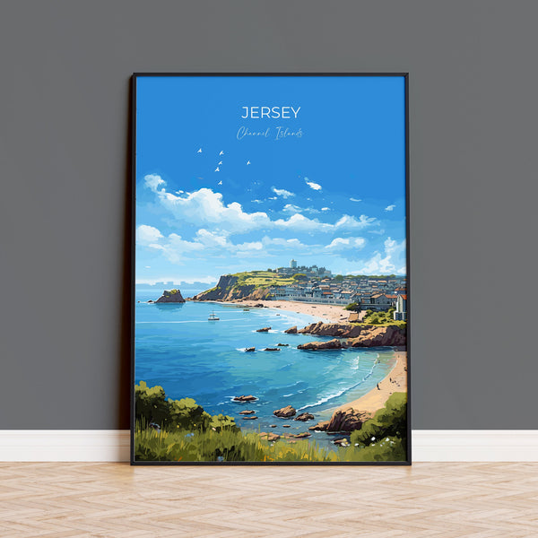 Jersey Travel Print, Travel Poster of Jersey, Channel Islands, Jersey Art Lovers Gift, Jersey Wall Art Print